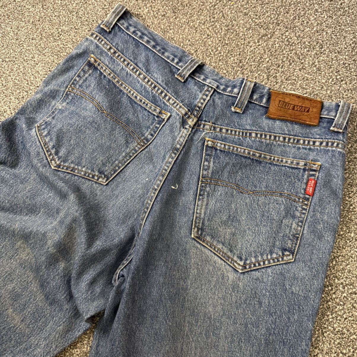 🔥🇺🇸 90s Blue Way Aging Wash Denim Made in Usa W36