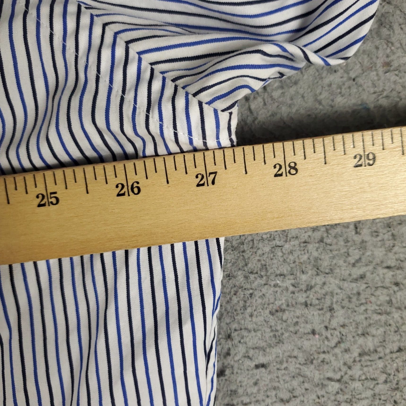 Ralph Lauren VINTAGE Ralph Lauren Dress Shirt Mens Size 17.5 Blue Striped Long Sleeve Business Casual Formal Men's Size 46R - 7 Thumbnail