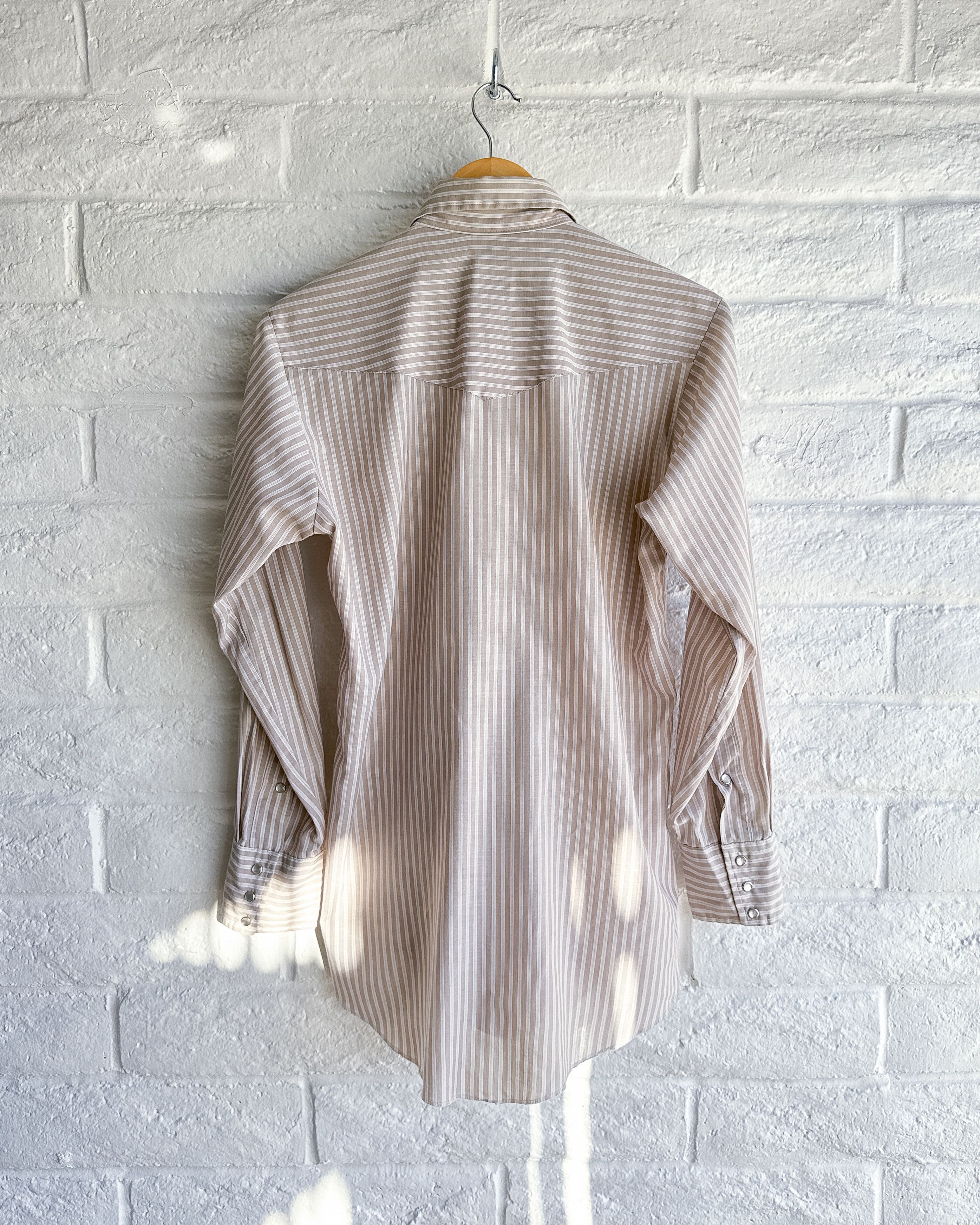 Vintage Vintage 90s Karman Striped Western Shirt Beige Snap Buttons Size US M / EU 48-50 / 2 - 6 Thumbnail