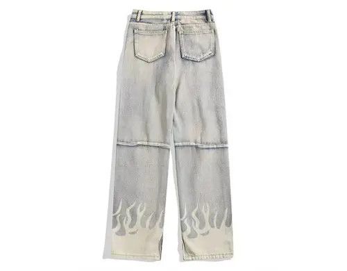 Jean Street trend personality ripped flame jeans Size US 32 / EU 48 - 8 Thumbnail