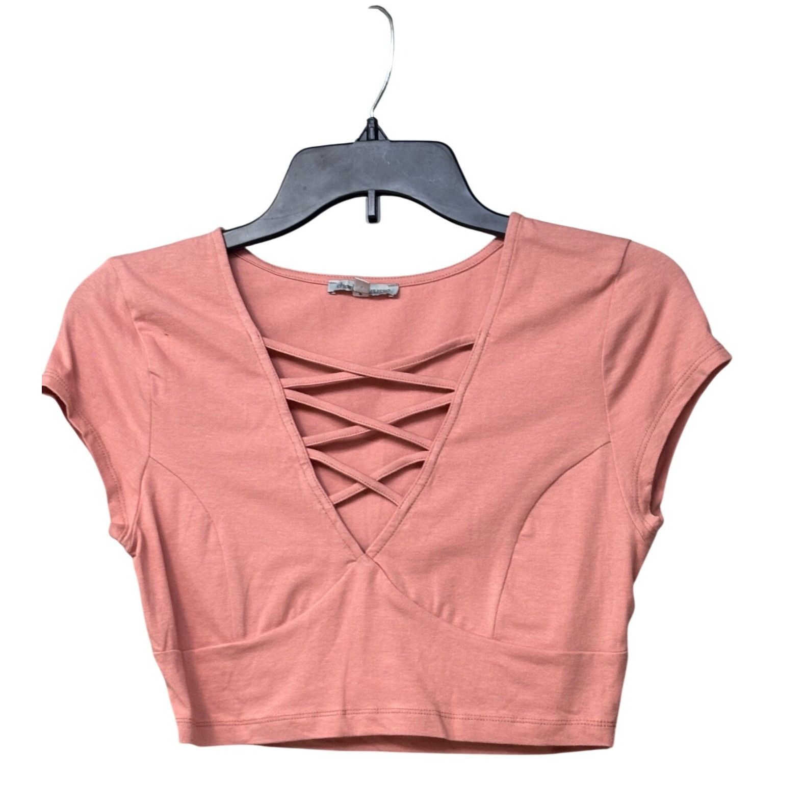 Other Charlotte Russe Pink Crisscross Front, Cropped Cup Sleeve T Size S / US 4 / IT 40 - 1 Thumbnail