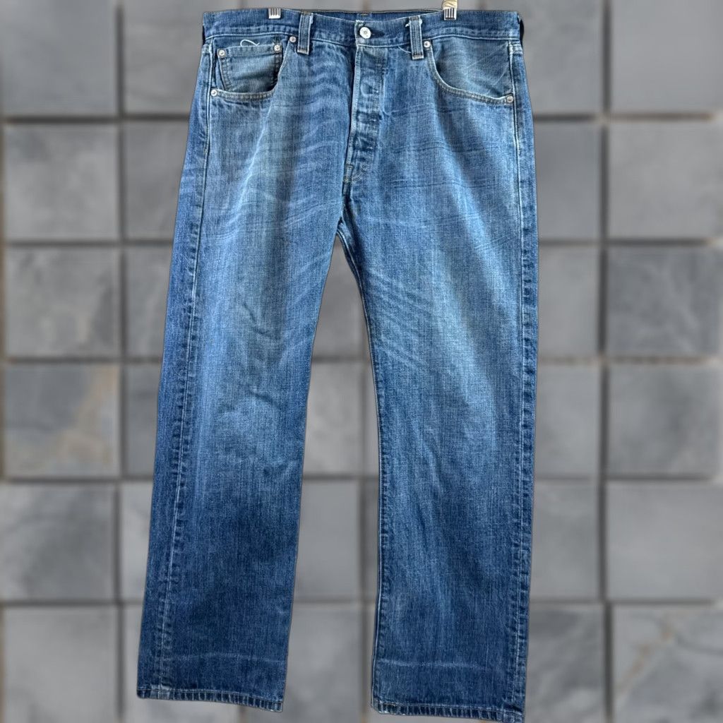 Levi's Levi's 501 Jeans Mens 36x30 Blue Denim Pants Button Fly Faded Distressed Washout Regular Size US 36 / EU 52 - 1 Thumbnail