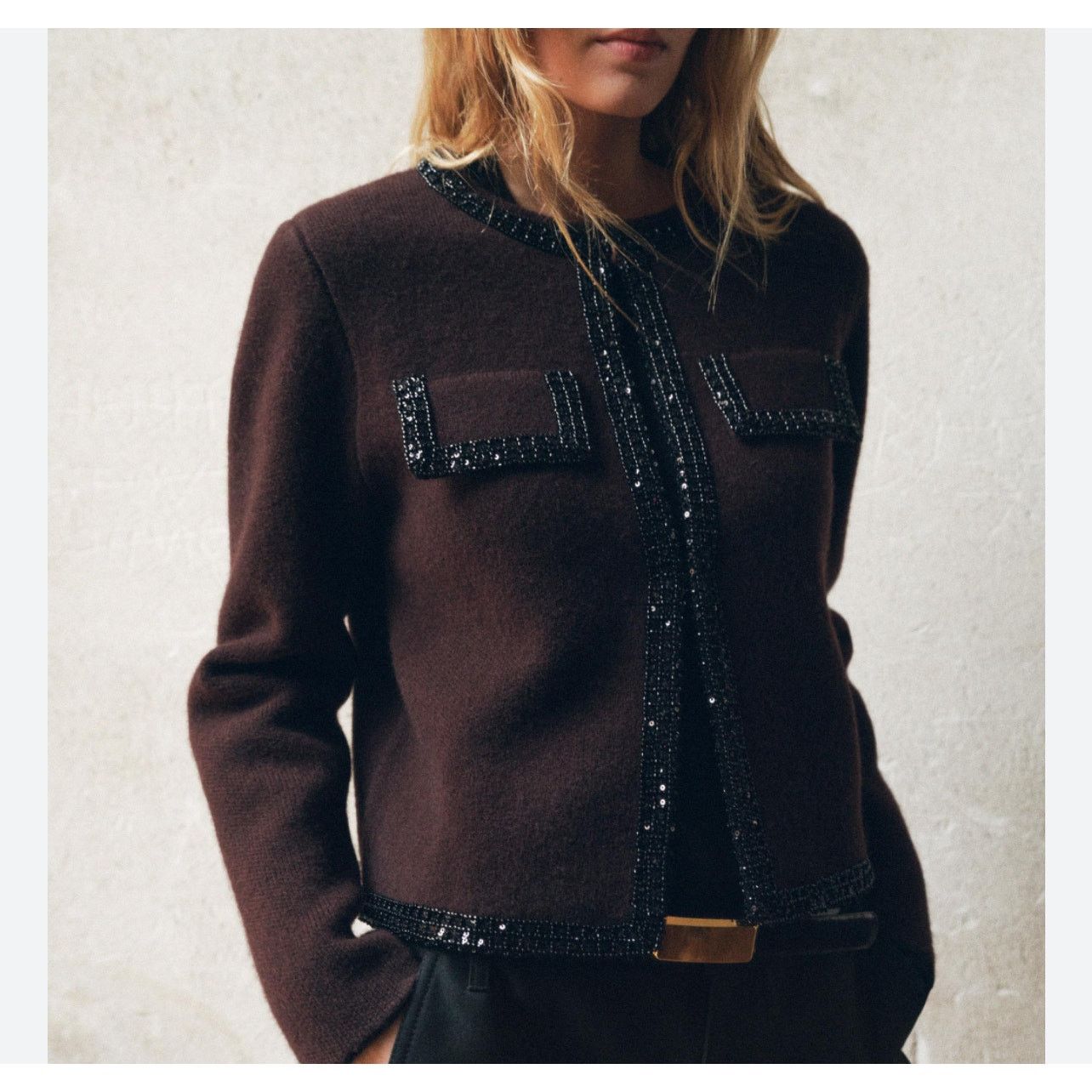 Zara Nwt- Zara 100% WOOL BEADED KNIT CARDIGAN-Large Size L / US 10 / IT 46 - 2 Thumbnail