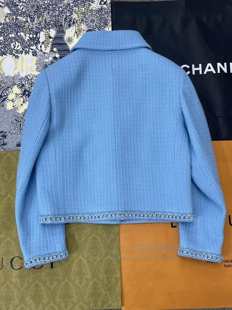 Chanel Chanel 25B blue rolled-edged tweed jacket Size S / US 4 / IT 40 - 3 Thumbnail