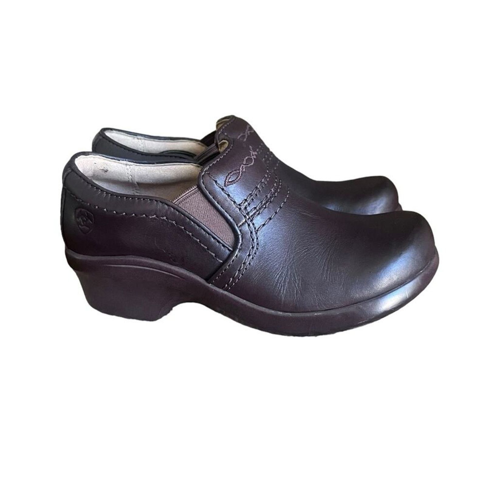 Ariat ARIAT Women's Clogs Size 6 Brown Leather Slip On Size US 6 / IT 36 - 2 Thumbnail