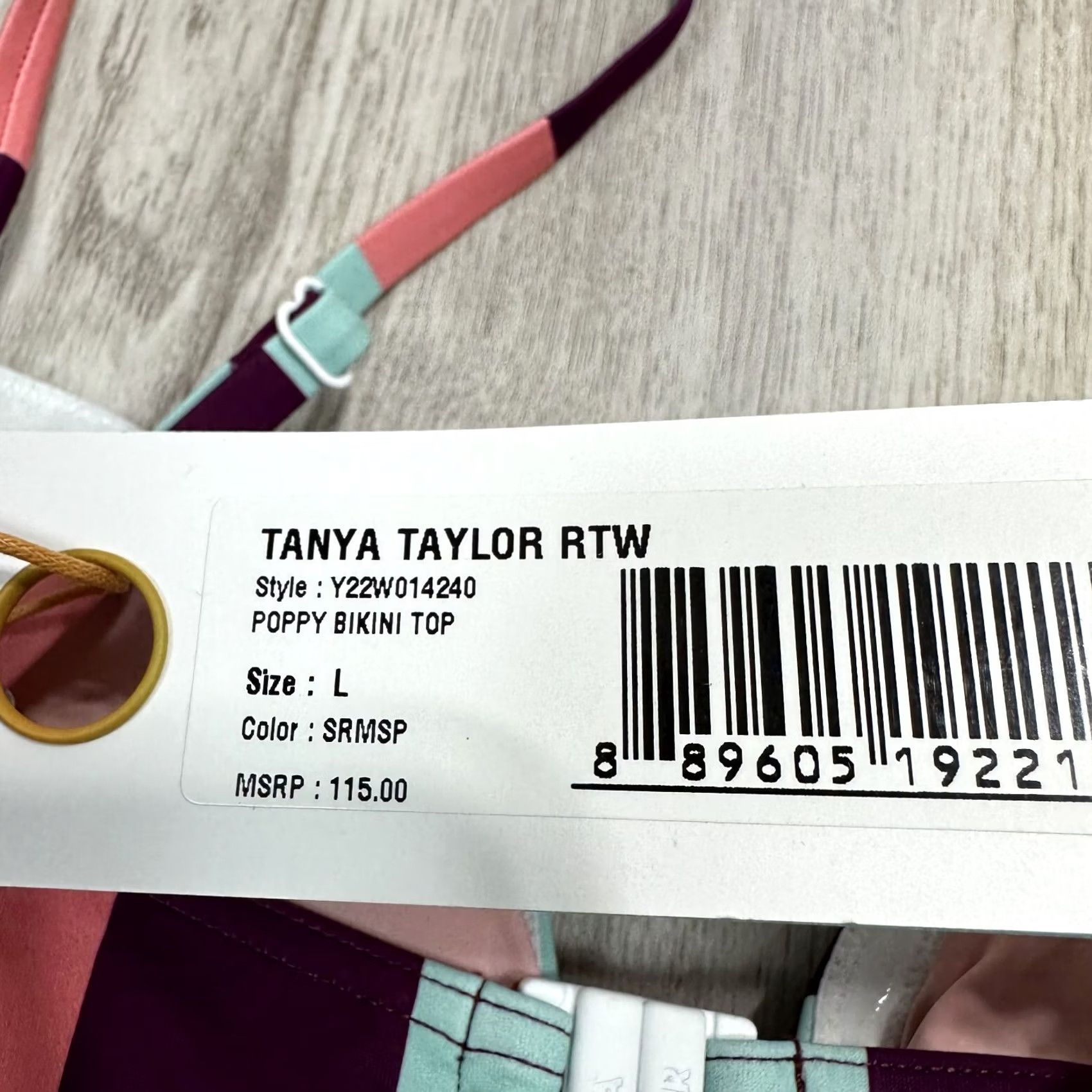 Tanya Taylor Tanya Taylor Swim Bikini Top Poppy Pink Purple Stripe L NWT Womens Top Strap Spaghetti Recycled Polyamide Size L / US 10 / IT 46 - 4 Thumbnail
