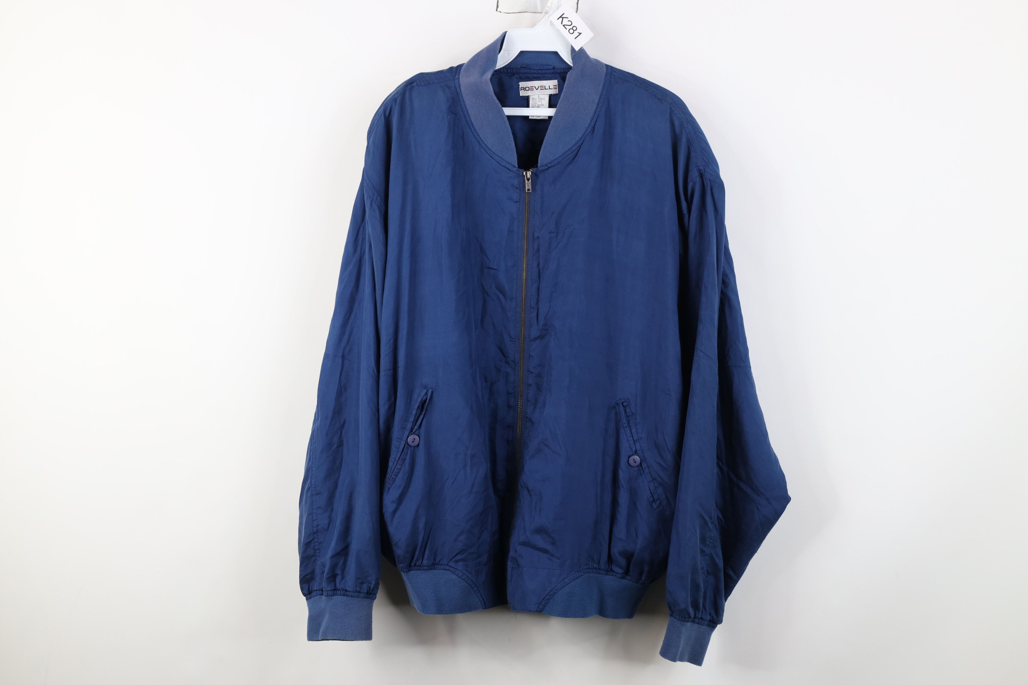 Vintage Vintage 90s Streetwear Full Zip Silk Bomber Jacket Blue Size US L / EU 52-54 / 3 - 1 Thumbnail