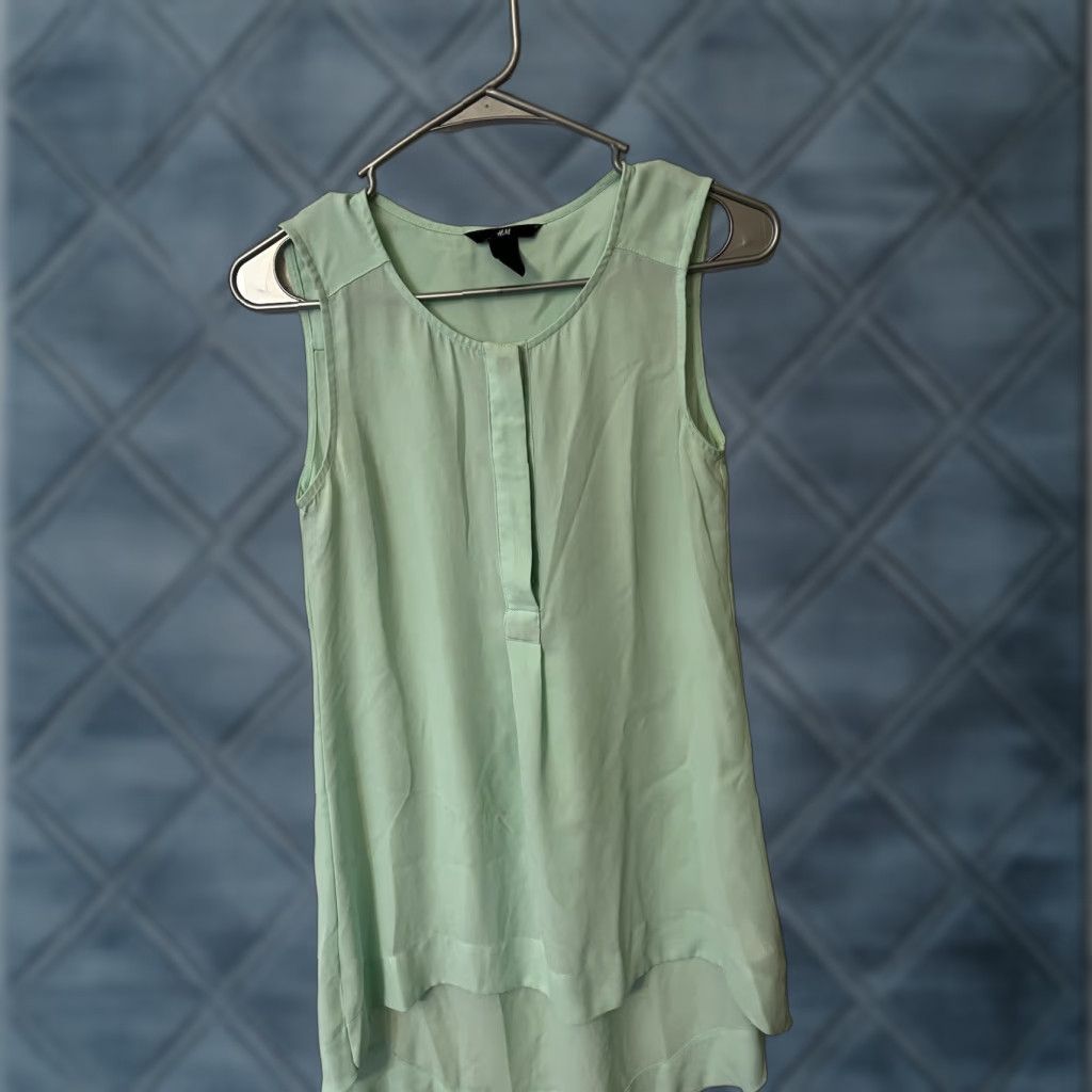 H&M VINTAGE H&M Women Sleeveless Henley Blouse Size 2 Blue Boho Tank Top Shirt Womens Size XS / US 0-2 / IT 36-38 - 1 Thumbnail