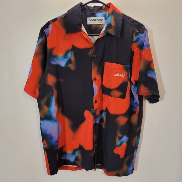 Zara Zara Rhuigi Shirt Men's S Black Tie Dye Abstract Art Size US S / EU 44-46 / 1 - 1 Thumbnail