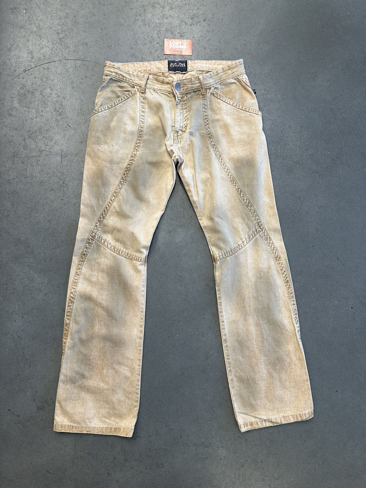image of ‘90S Vintage Jpg Jean Paul Gaultier Archival Flared Pants in Beige, Men's (Size 36)