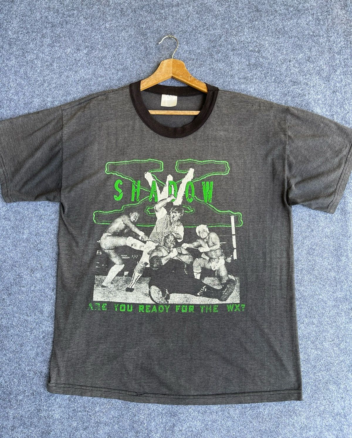 Vintage Rare🔥SUN Faded Vtg90s SHADOW WX Japan Wrestling T Shirt Size US XL / EU 56 / 4 - 9 Thumbnail