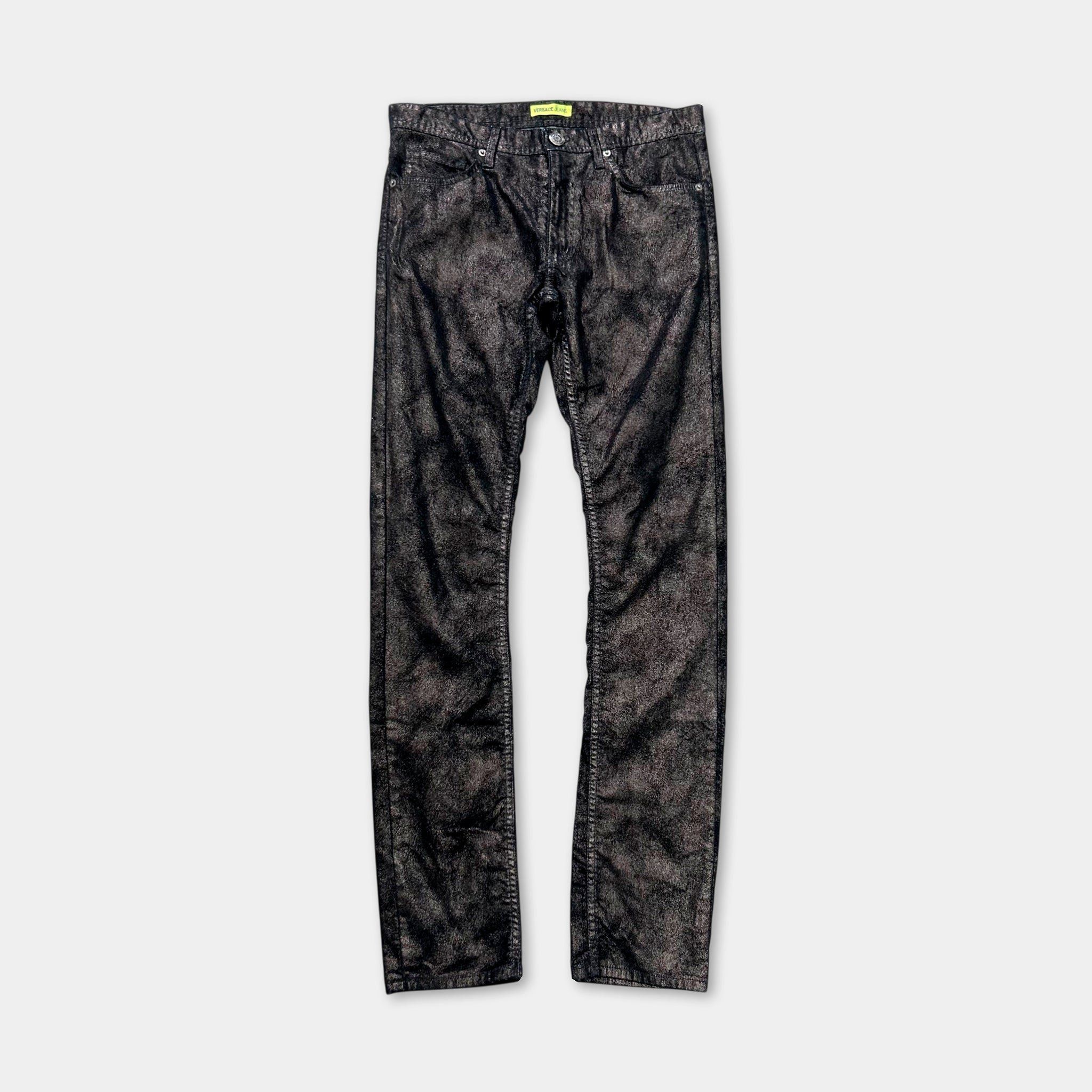 Versace Versace Jeans Skinny Metallic Black Suede Pants Size M / US 6-8 / IT 42-44 - 1 Thumbnail