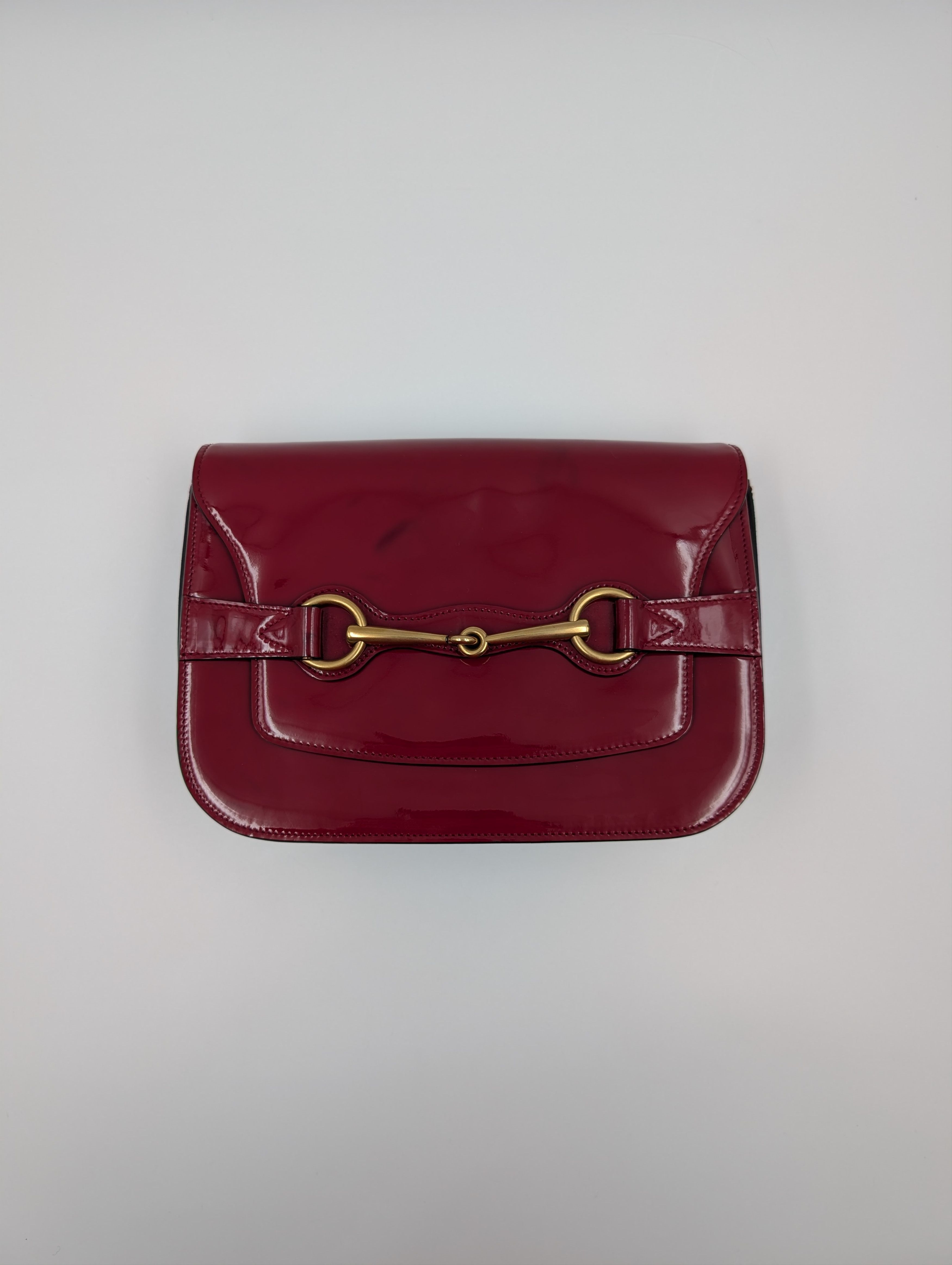 Gucci Gucci Burgundy Horsebit Patent Leather Crossbody Bag Size ONE SIZE - 1 Thumbnail