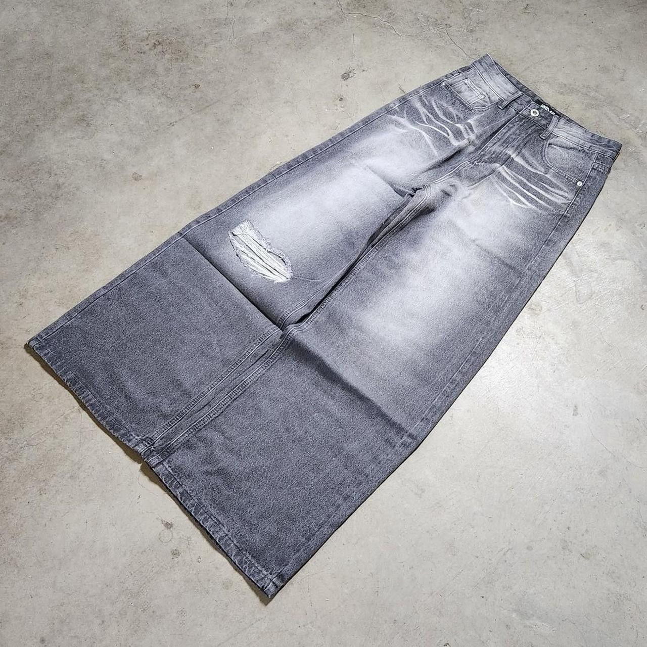 Japanese Brand Grey distressed ripped faded baggy jeans Size US 32 / EU 48 - 4 Thumbnail