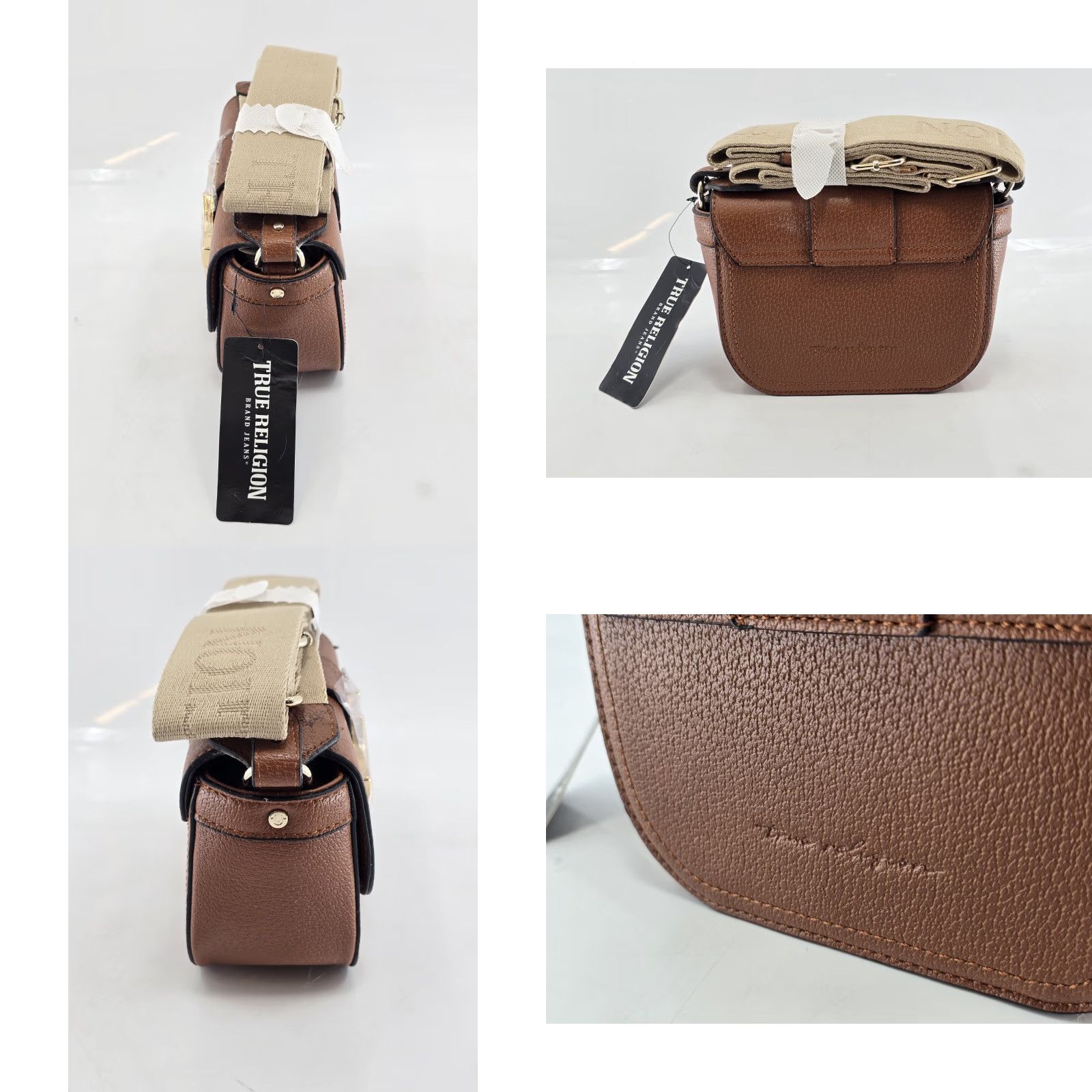 True Religion NWT True Religion Mini Flap Crossbody Bag Cognac Horseshoe Purse - Minor Flaw Dinosaur? Size ONE SIZE - 8 Thumbnail