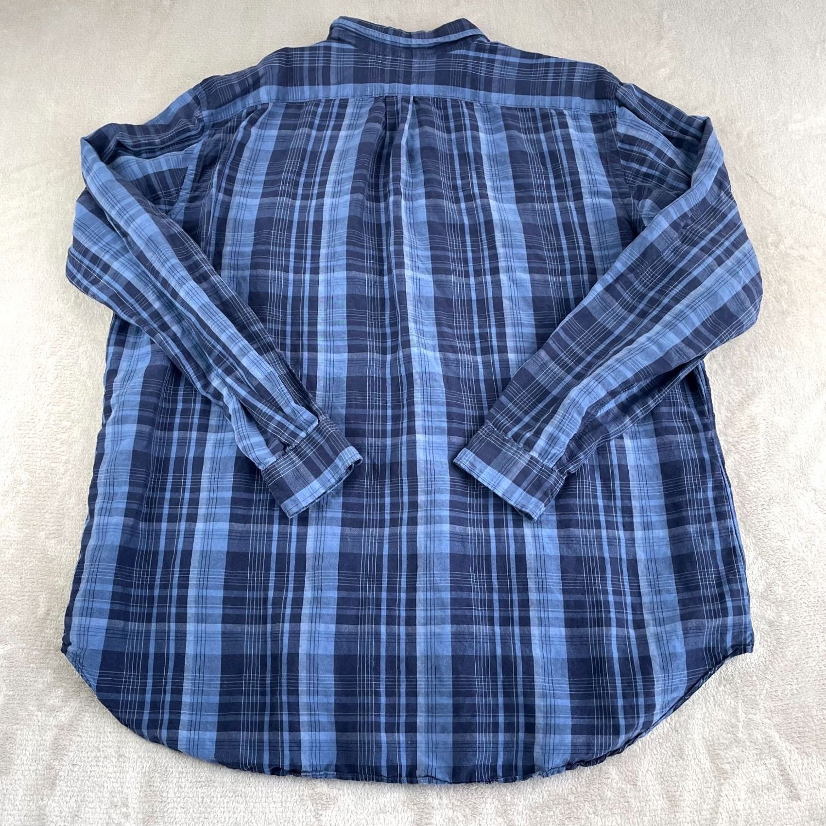 Polo Ralph Lauren VINTAGE Polo Ralph Lauren Shirt Men 2XLT Tall Blue Plaid Silk Linen Pony Preppy Size US XXL / EU 58 / 5 - 5 Thumbnail