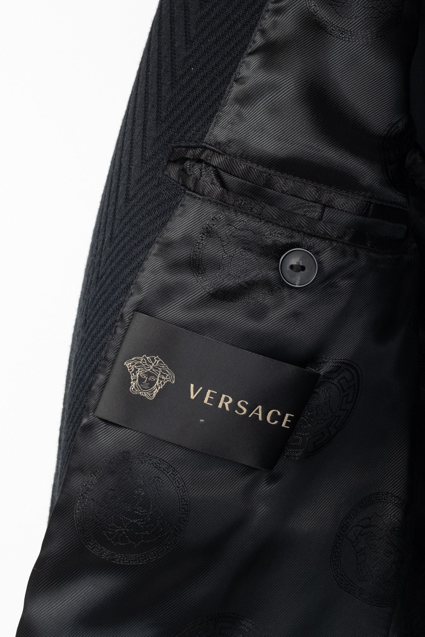 Versace Versace Black Textured Cotton Chevron Blazer Size 46R - 10 Thumbnail