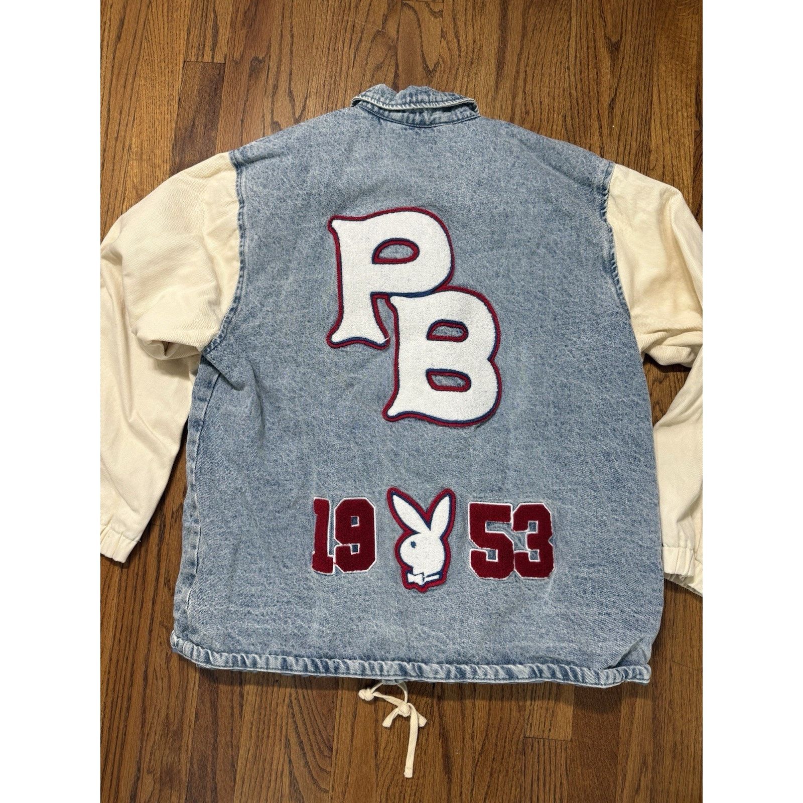 Pacsun PacSun x Playboy Vintage Inspired Denim Varsity Jacket Size US M / EU 48-50 / 2 - 1 Thumbnail
