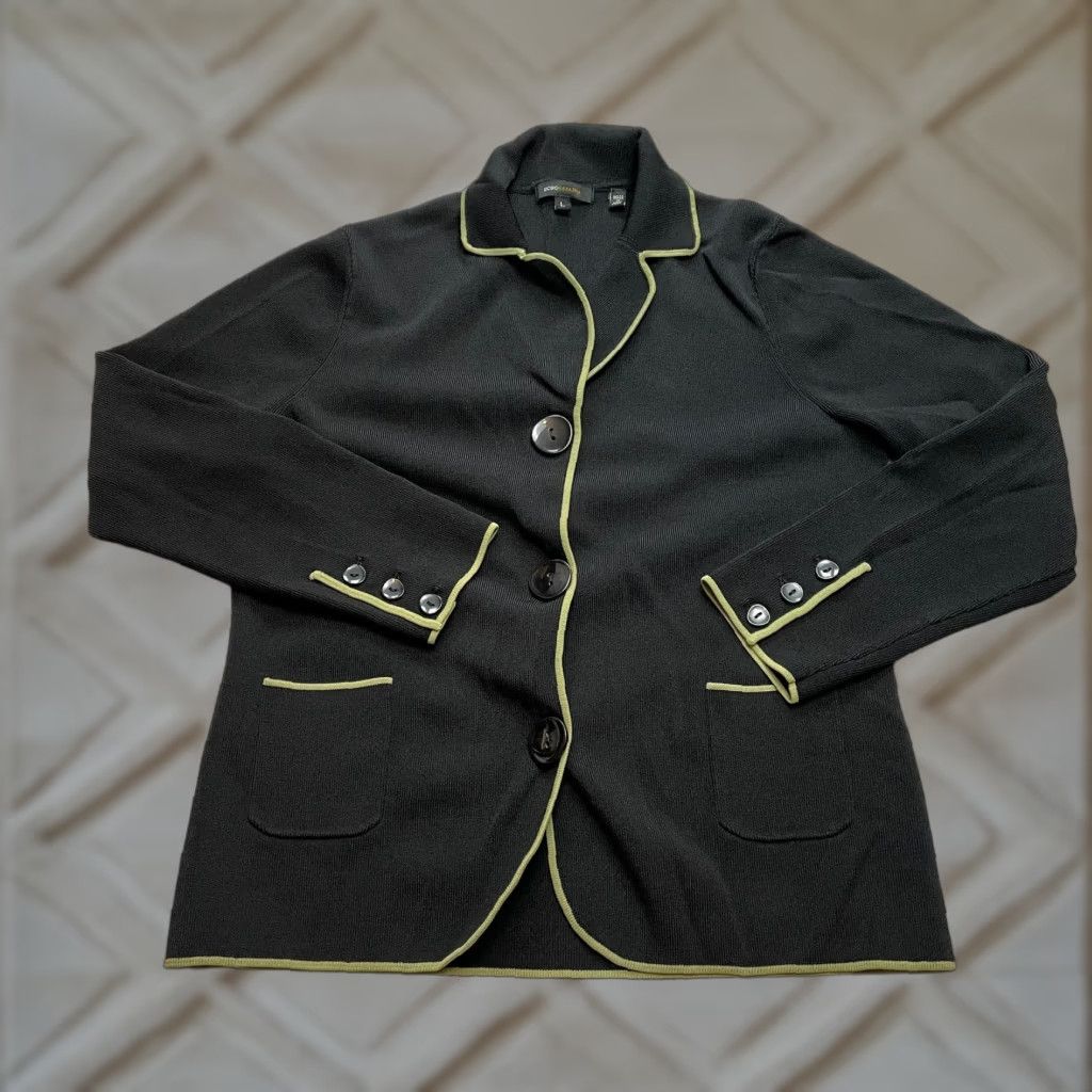 Bcbgmaxazria BCBGMAXAZRIA Blazer Jacket Womens L Black Stretch Rayon Button Up Size L / US 10 / IT 46 - 1 Thumbnail
