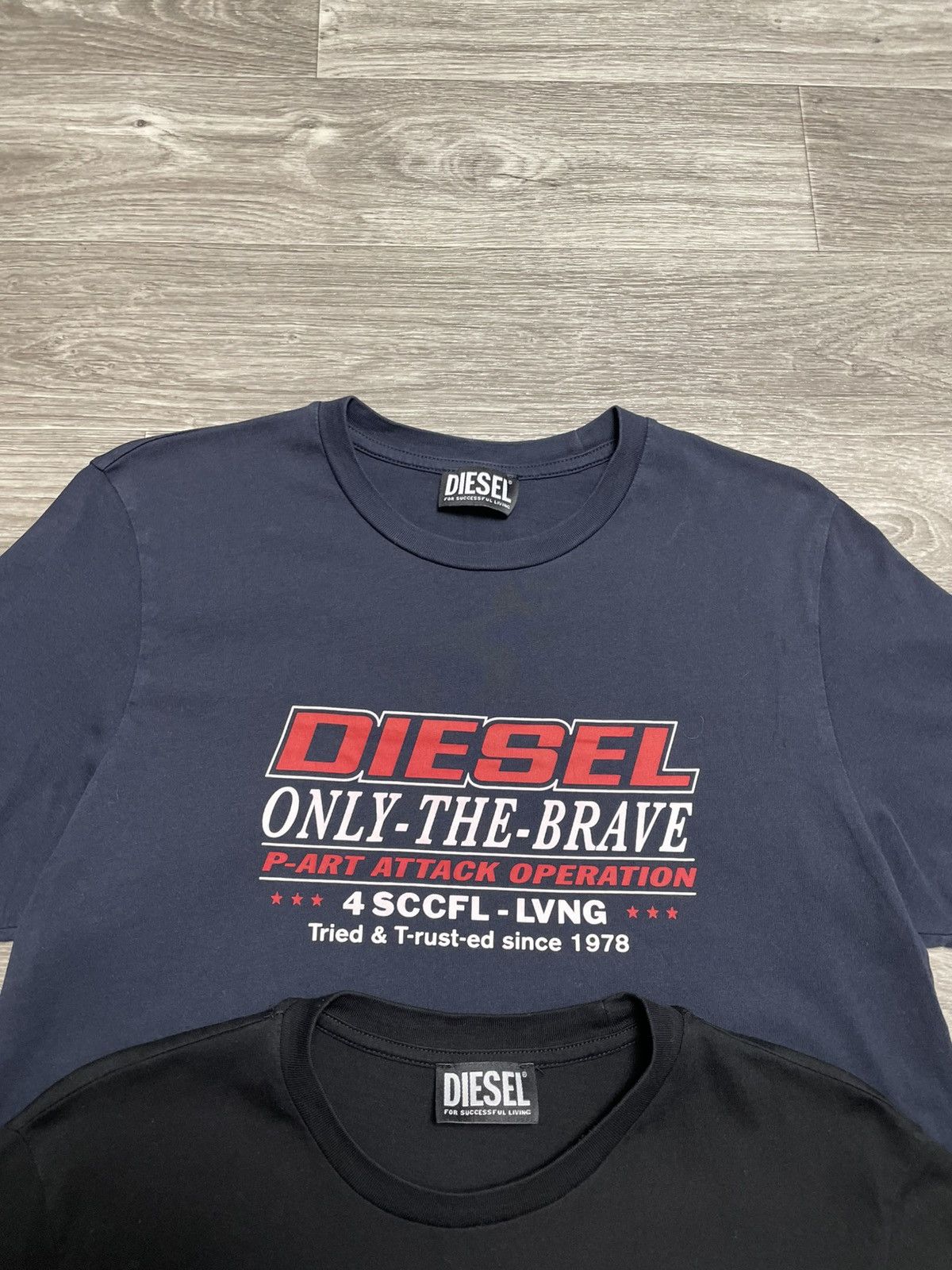 Diesel x2 Diesel Only The Brave Blue And Black T-Shirts Size US M / EU 48-50 / 2 - 2 Thumbnail