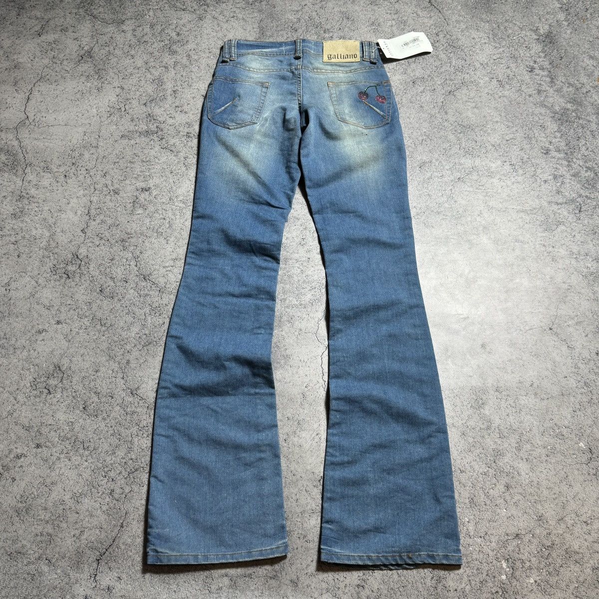 John Galliano NEW Galliano Y2K 00s Flared Jeans Size 25" / US 0 / IT 36 - 2 Thumbnail