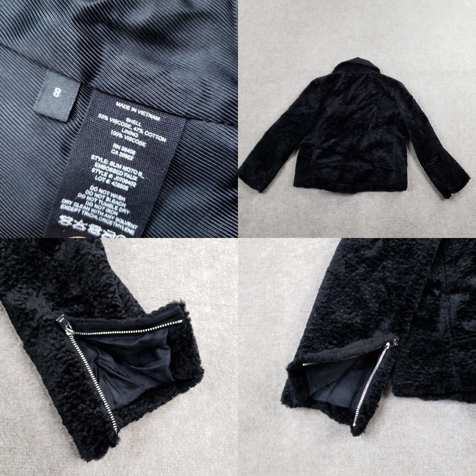 Theory Theory Slim Moto B Jacket Womens 8 Black Faux Shearling Zip Pockets Lined Fuzzy Size M / US 6-8 / IT 42-44 - 8 Thumbnail