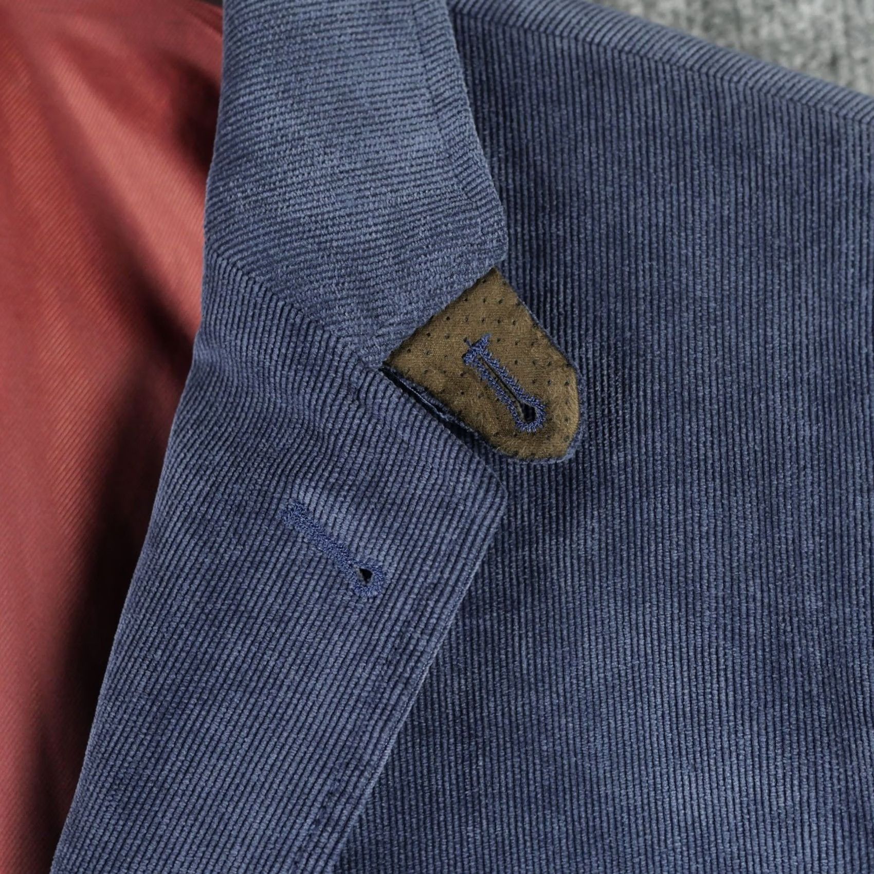 English Laundry English Laundry Blazer Mens 2X Blue Corduroy Suit Jacket Elbow Patches Size 48R - 7 Thumbnail