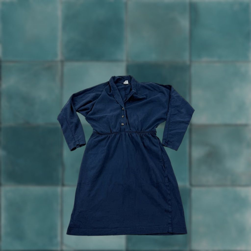 Vintage Cut Loose Dress Womens Medium Blue Long Sleeve Pockets San Francisco Size M / US 6-8 / IT 42-44 - 1 Thumbnail