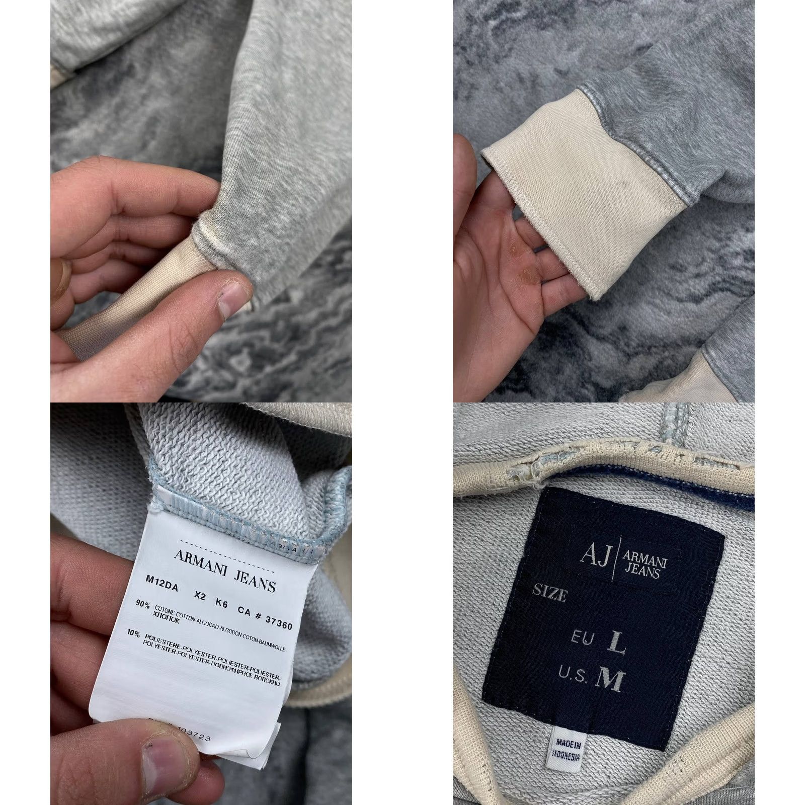 Vintage VINTAGE Armani Jeans Hoodie Big Logo AJ Men Size M Gray Size US M / EU 48-50 / 2 - 8 Thumbnail