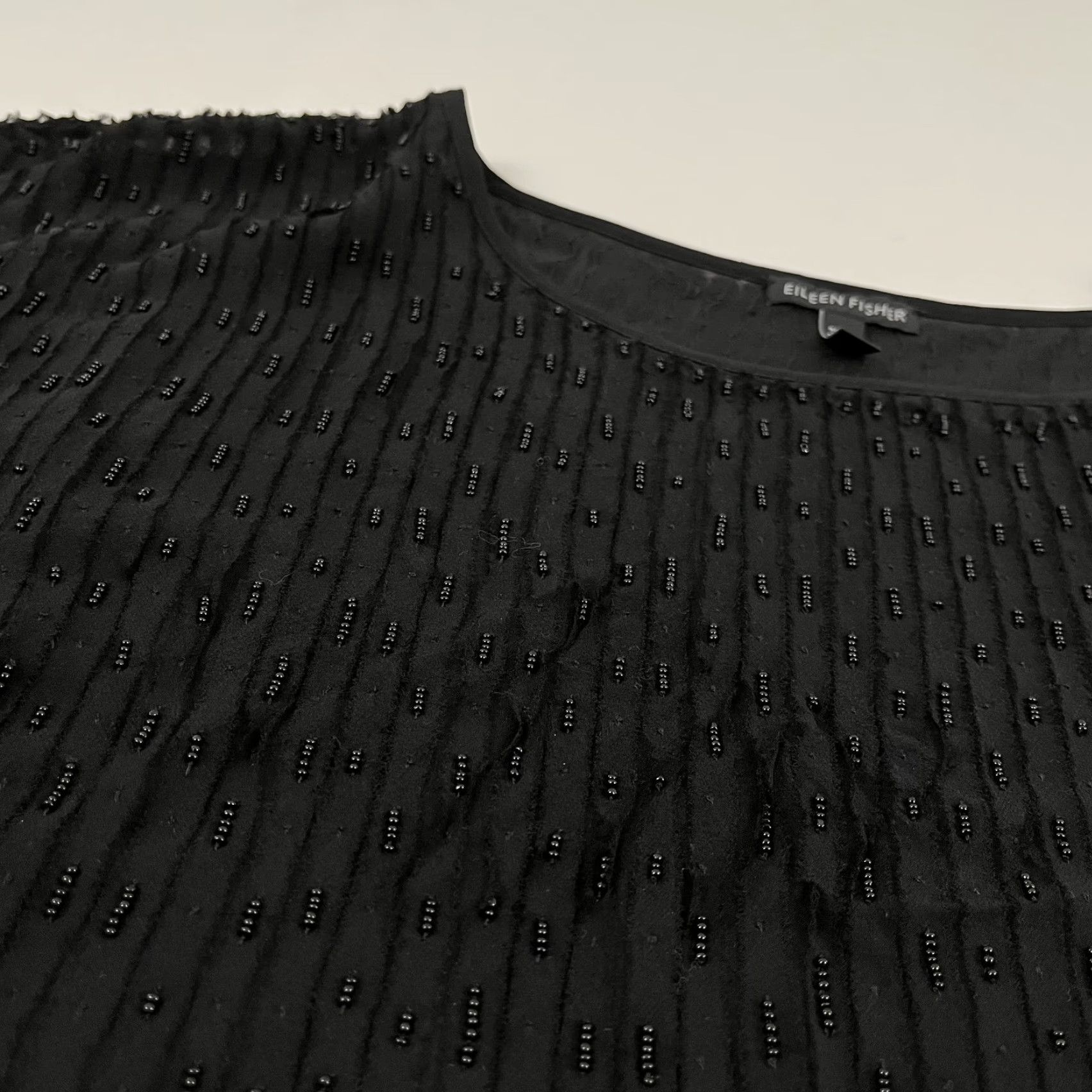 Eileen Fisher Eileen Fisher Blouse Womens Medium Black Beaded Silk Chiffon Lined Cocktail Top Size M / US 6-8 / IT 42-44 - 7 Thumbnail