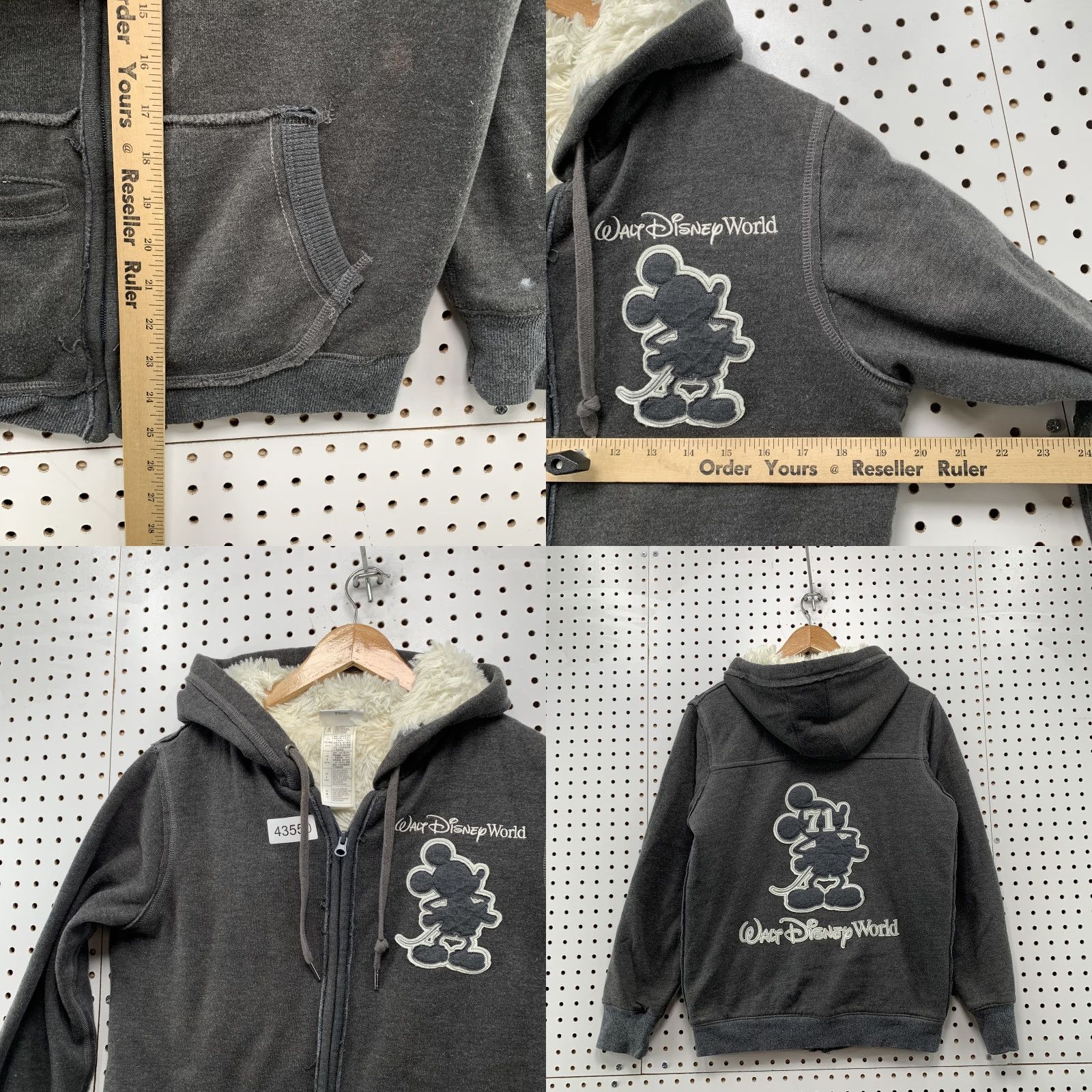 Disney Walt Disney World Gray Hoodie Zip Sweatshirt Womens Large Sherpa Lined Heavy Hoodie Size L / US 10 / IT 46 - 8 Thumbnail