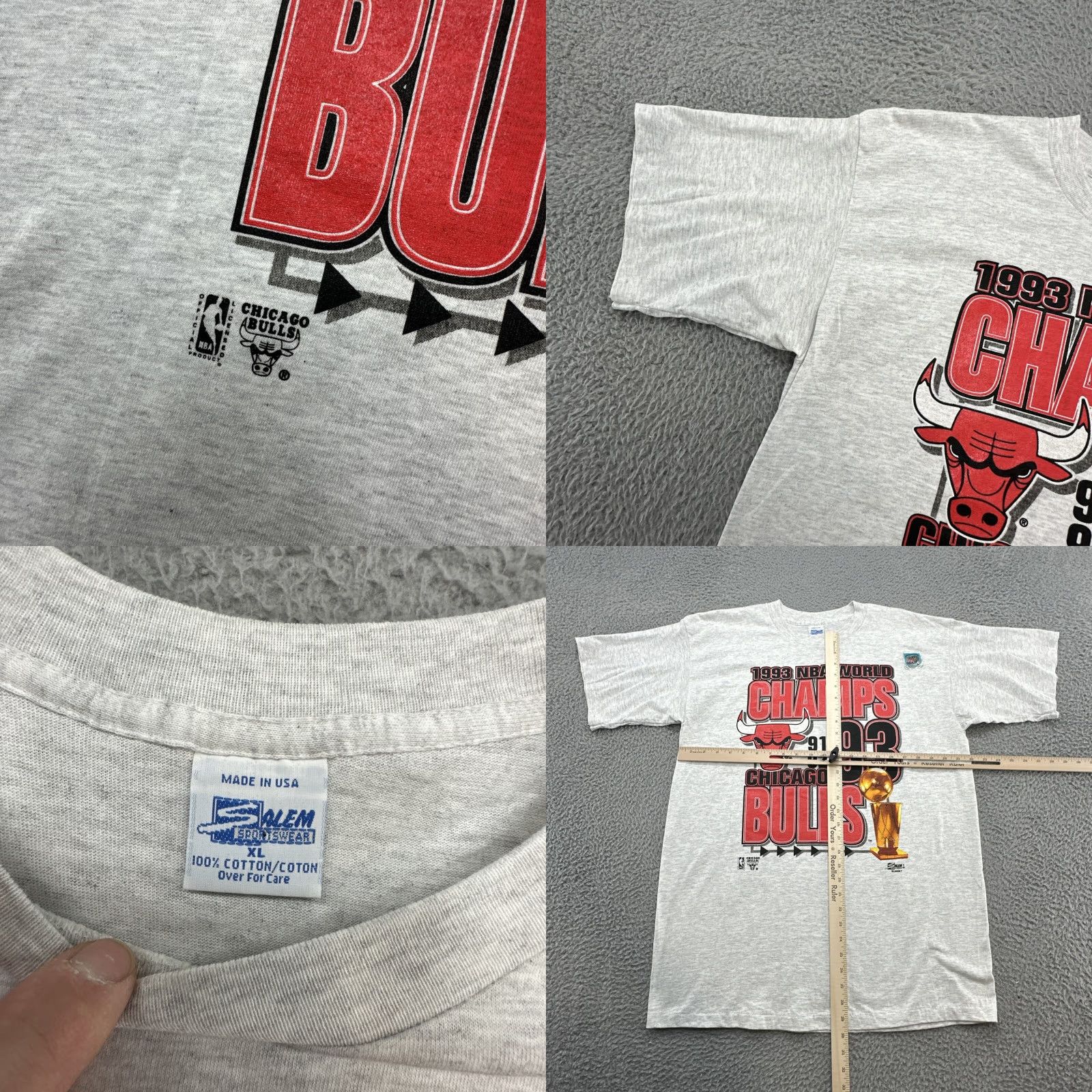 Vintage VINTAGE Chicago Bulls 1993 World Champs T Shirt Tee Size XL Black Mens T-Shirt Size US XL / EU 56 / 4 - 8 Thumbnail