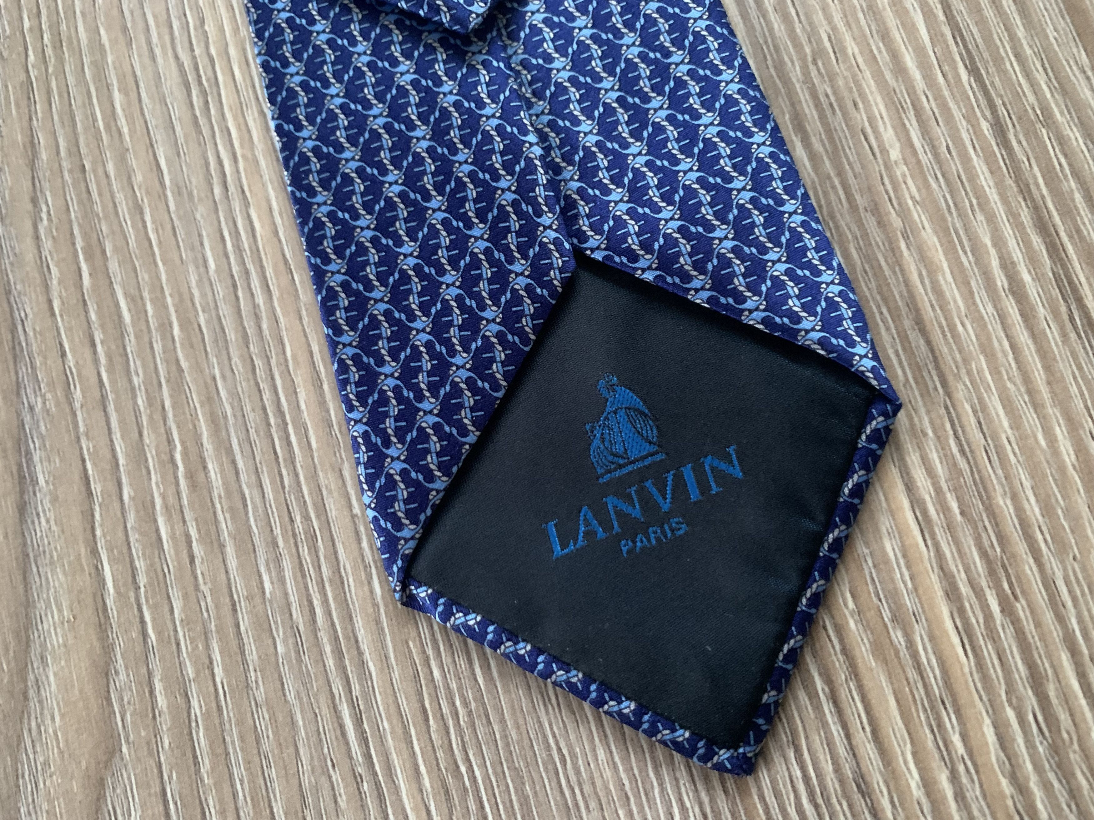 Lanvin Lanvin Paris Vintage Blue Patterned Silk Tie Size ONE SIZE - 7 Thumbnail