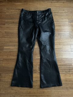 harley davidson Black leather pant size 34 / 6 Flare Laced Sides