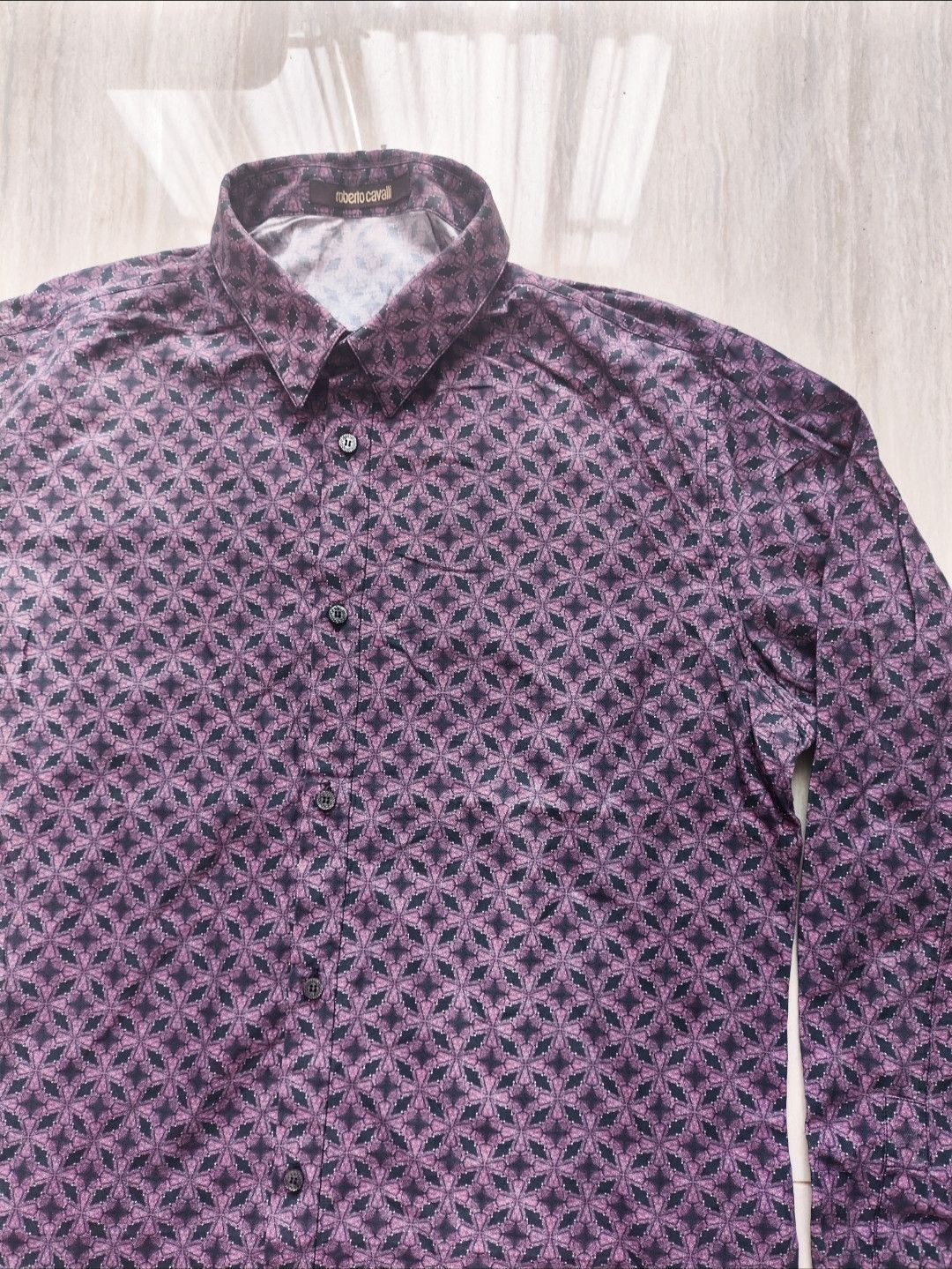 Roberto Cavalli Runway Archive Purple Cross Geometry Shirt Size US XS / EU 42 / 0 - 4 Thumbnail