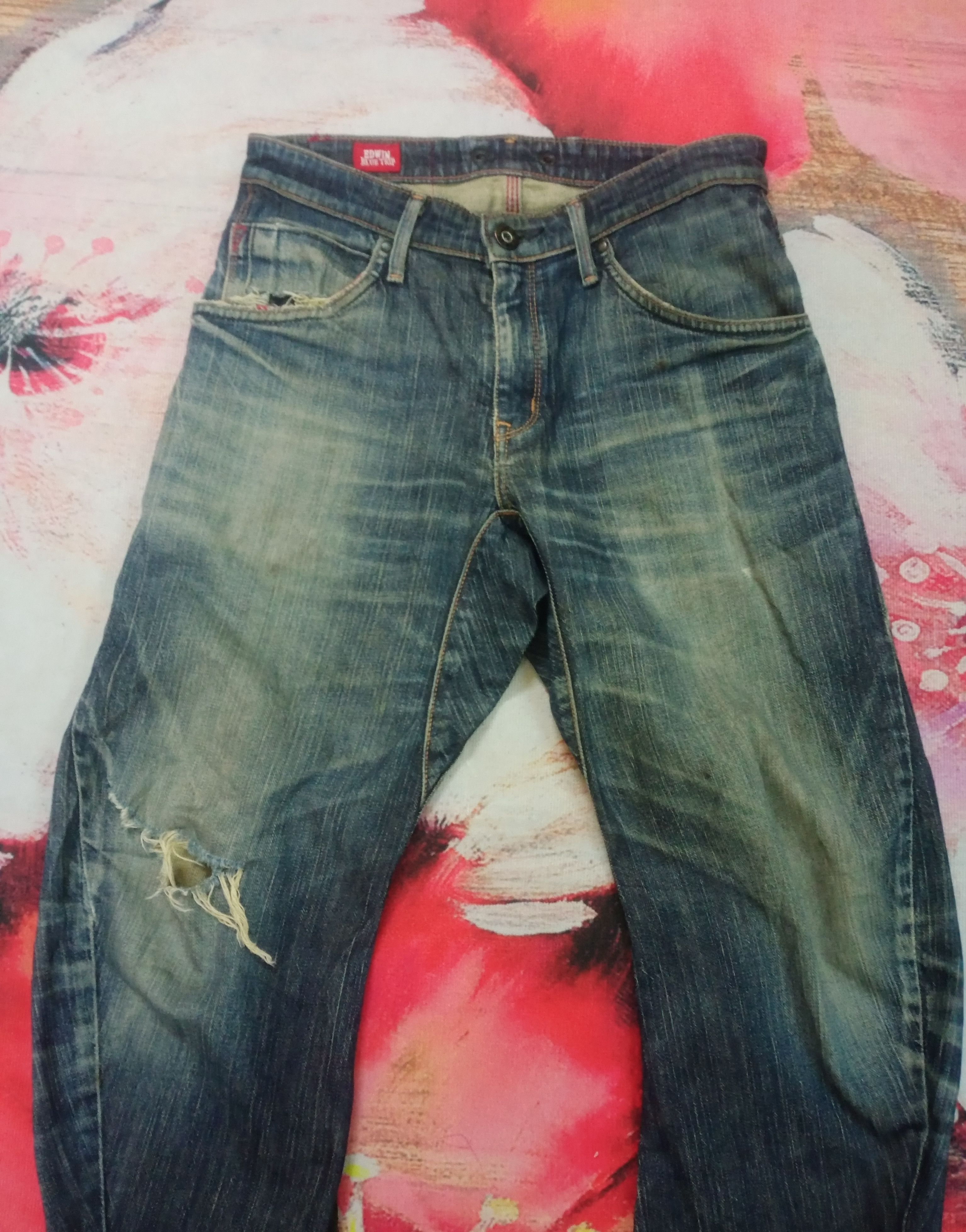 Edwin Rare Vintage Edwin Blue Trip Distressed Jeans Denim Size US 30 / EU 46 - 4 Thumbnail