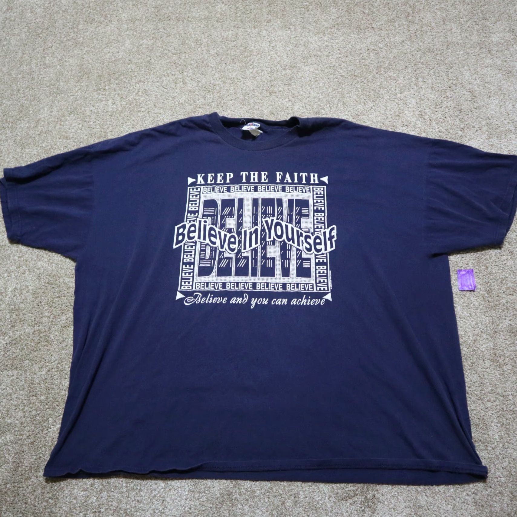 Vintage Vintage Christian Faith T-Shirt Men 4XL Believe In Yourself Cotton Casual Short Sleeve Blue Size US XXL / EU 58 / 5 - 2 Thumbnail