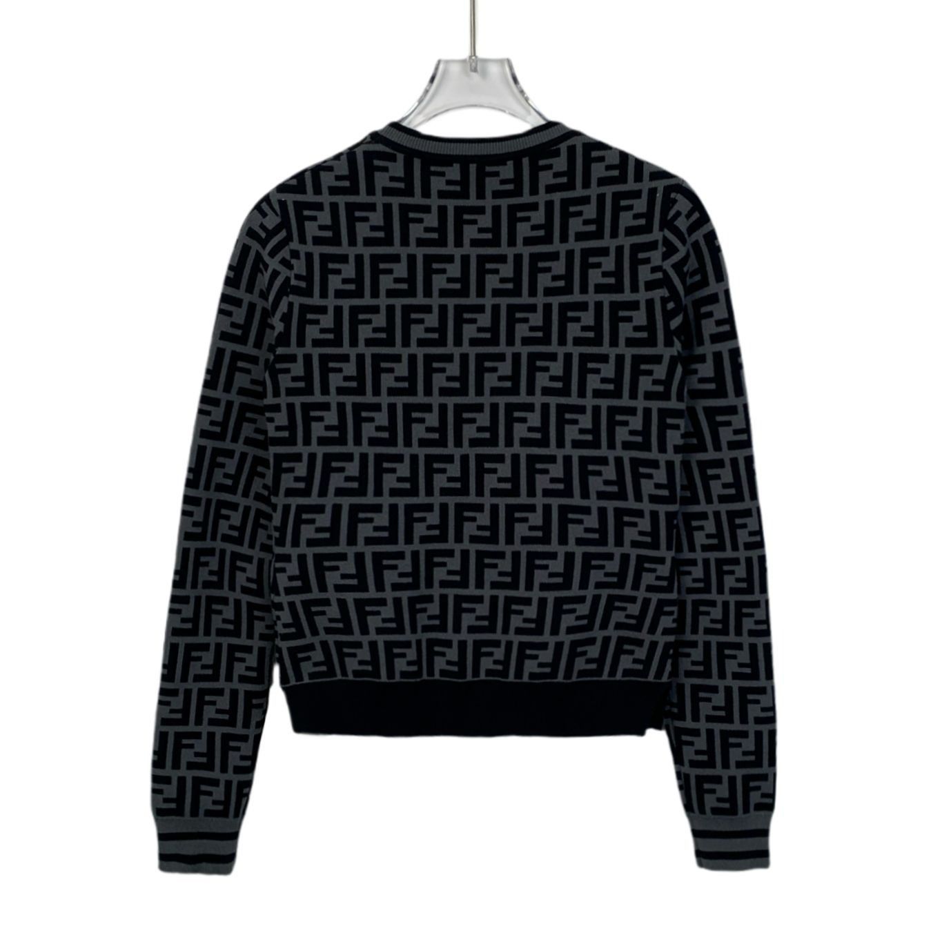 Fendi Fendi FF Monogram Jacquard Knit Sweater Gray/Black Size XS / US 0-2 / IT 36-38 - 2 Thumbnail