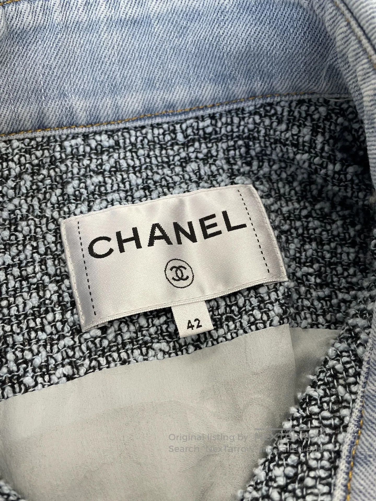 Chanel Chanel Blue Denim Tweed Jacket . Size US XL / EU 56 / 4 - 5 Thumbnail