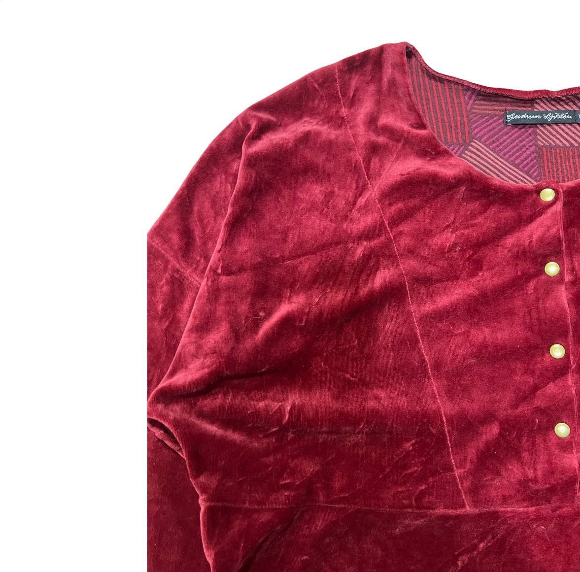 Gudrun Sjoden GUDRUN SJODEN RED ORGANIC COTTON VELOUR TOP POCKETS TUNIC XL Size XL / US 12-14 / IT 48-50 - 10 Thumbnail