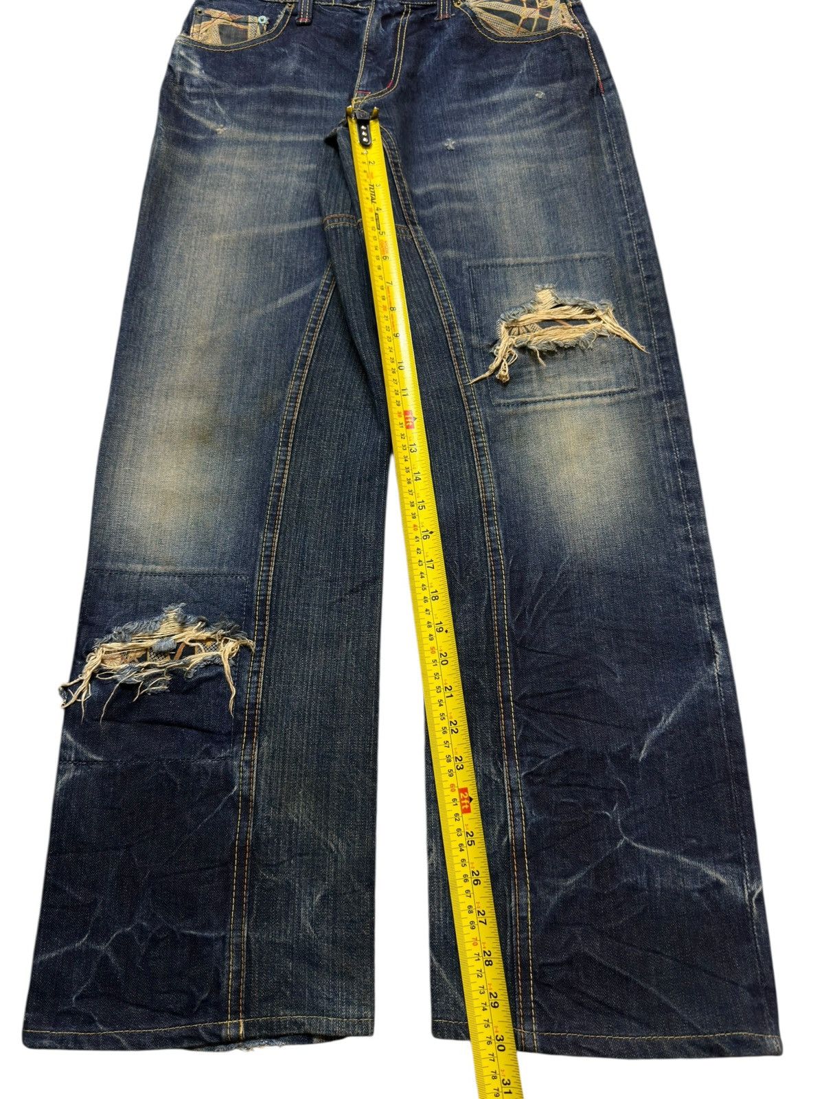 Eternal Vtg 90s Japan Eternal Faded Thunder Wash Distressed Wide Leg Size US 31 - 12 Thumbnail
