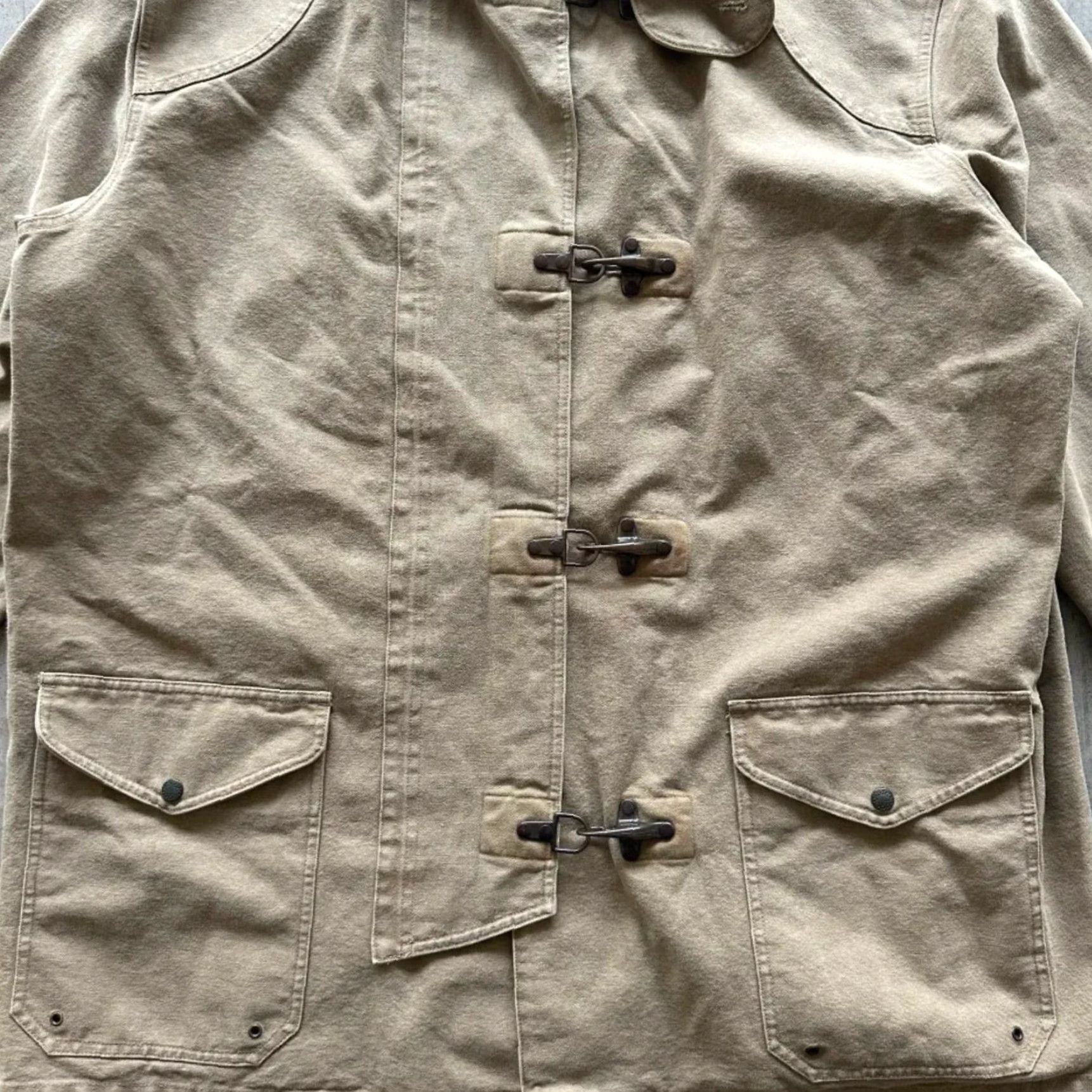 Polo Ralph Lauren VINTAGE Polo by Ralph Lauren Fireman Jacket Leather Cuffs Size 2XL Cream Cotton Men Regular XXL RARE Size US XXL / EU 58 / 5 - 2 Thumbnail