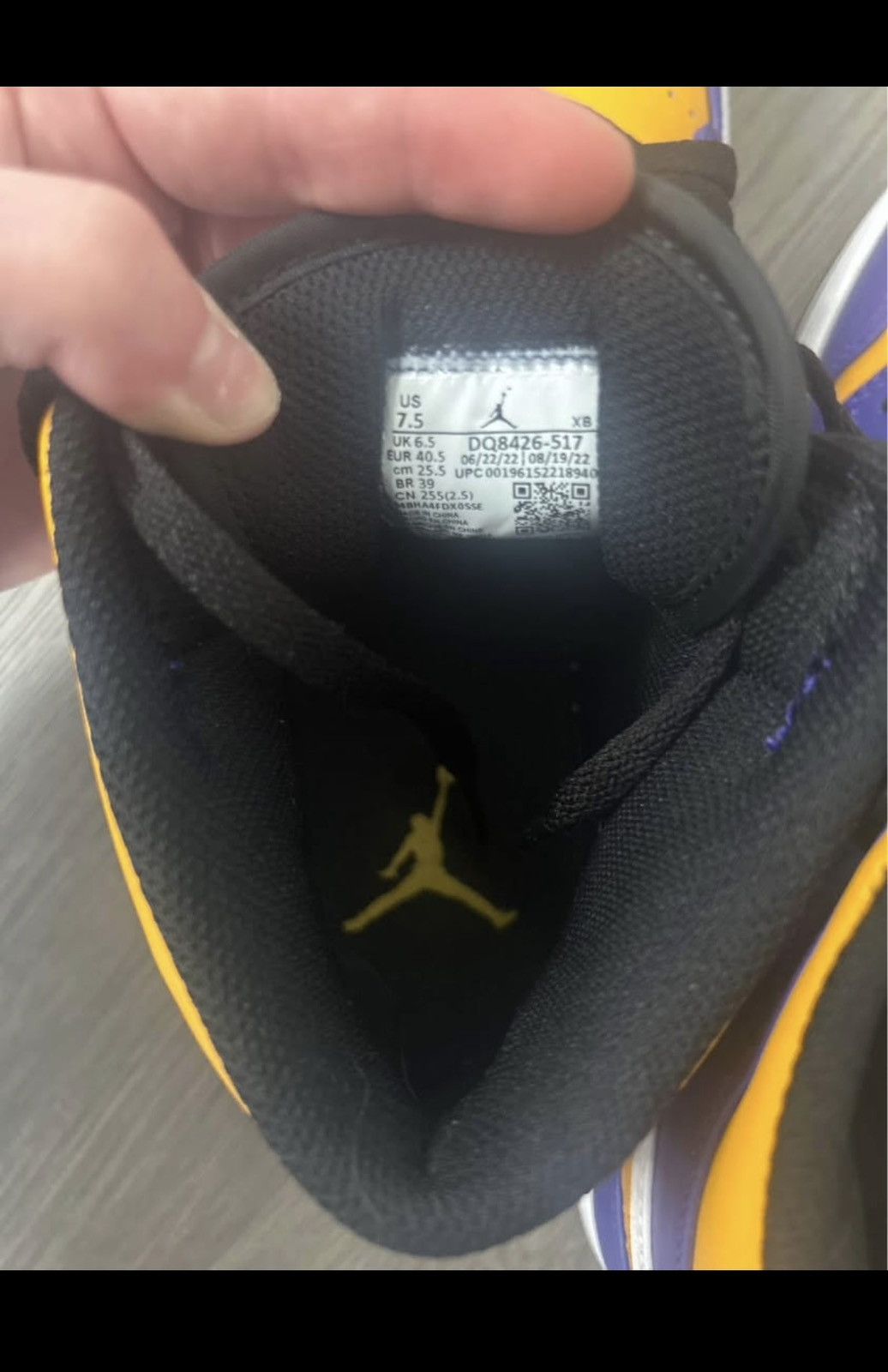 Nike Jordan 1 Mid Lakers- 7.5 Men’s Size US 7.5 / EU 40-41 - 7 Thumbnail