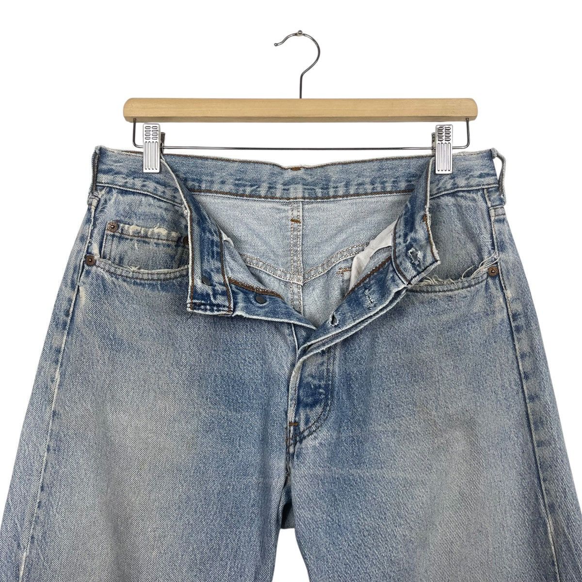Japanese Brand Vintage 80s Levis 501 Big E Button Fly Distressed Jeans Size US 32 / EU 48 - 8 Thumbnail
