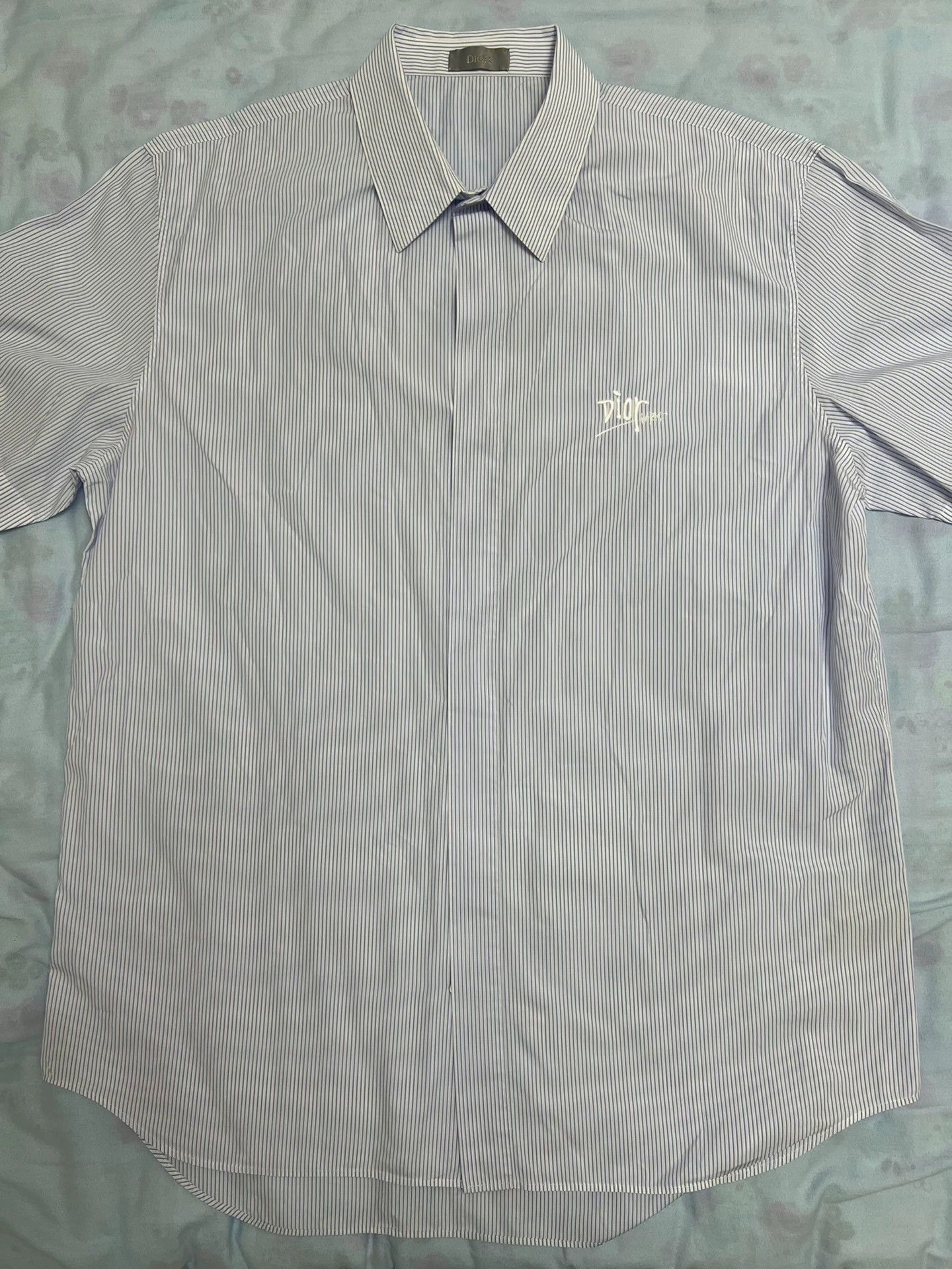 Dior Dior CD Logo Blue White Striped Shirt 43 (Men's) Size US XL / EU 56 / 4 - 1 Thumbnail