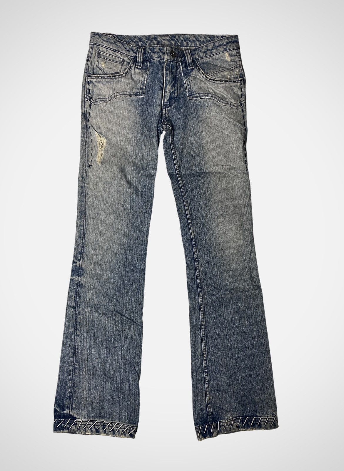 If Six Was Nine Antik Boro Japanese Tribal Flared Jeans Size US 29 - 8 Thumbnail