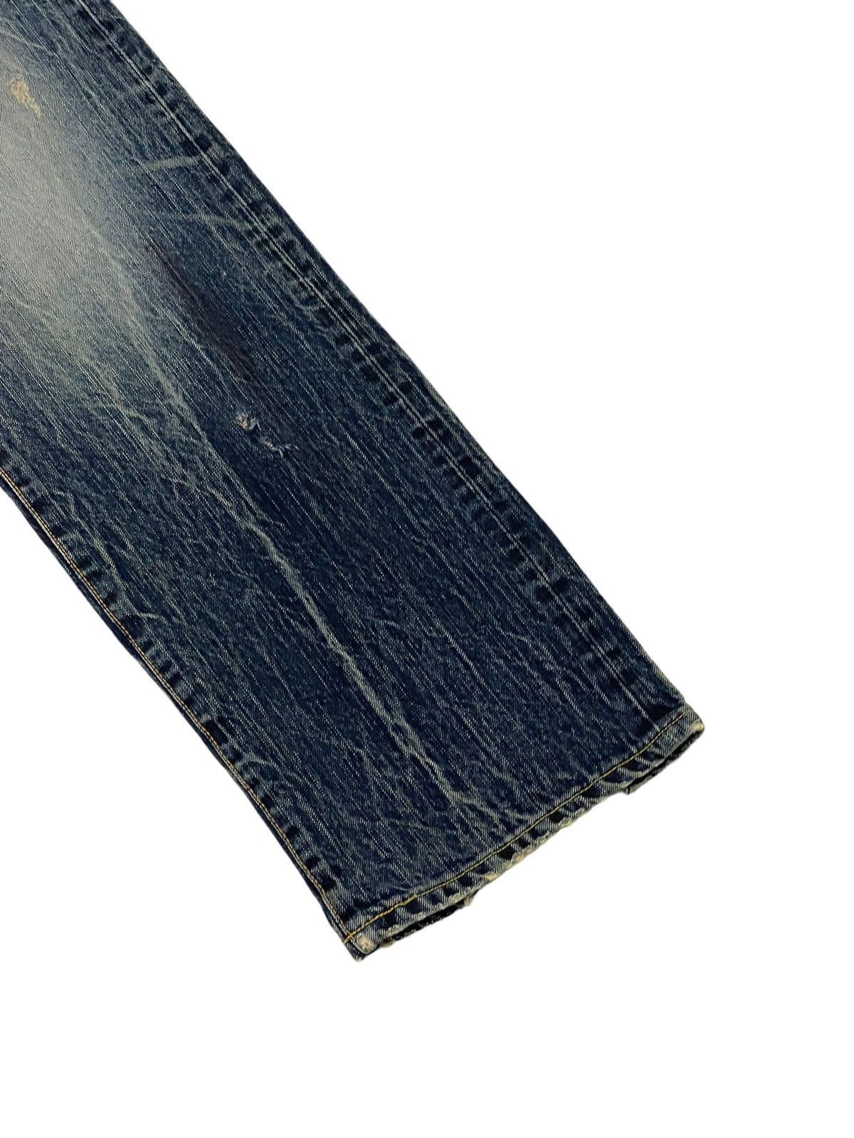 Edwin Distress Patchwork Edwin Japan Faded Acid Wash Loose 7🟦4 Size US 35 - 4 Thumbnail