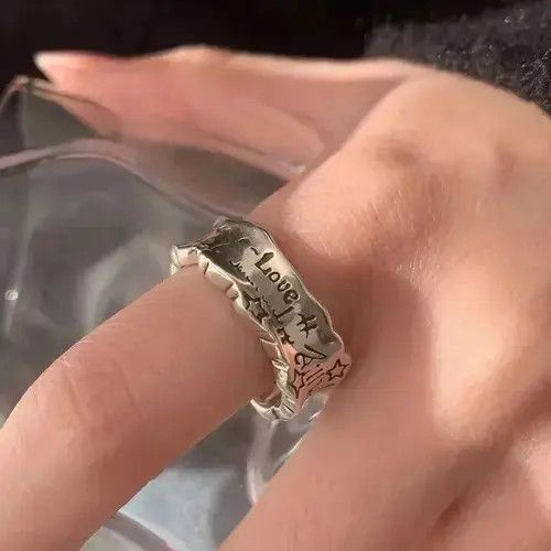 Jewelry Retro Old Love Star Ring Adjustable in Silver, Men's