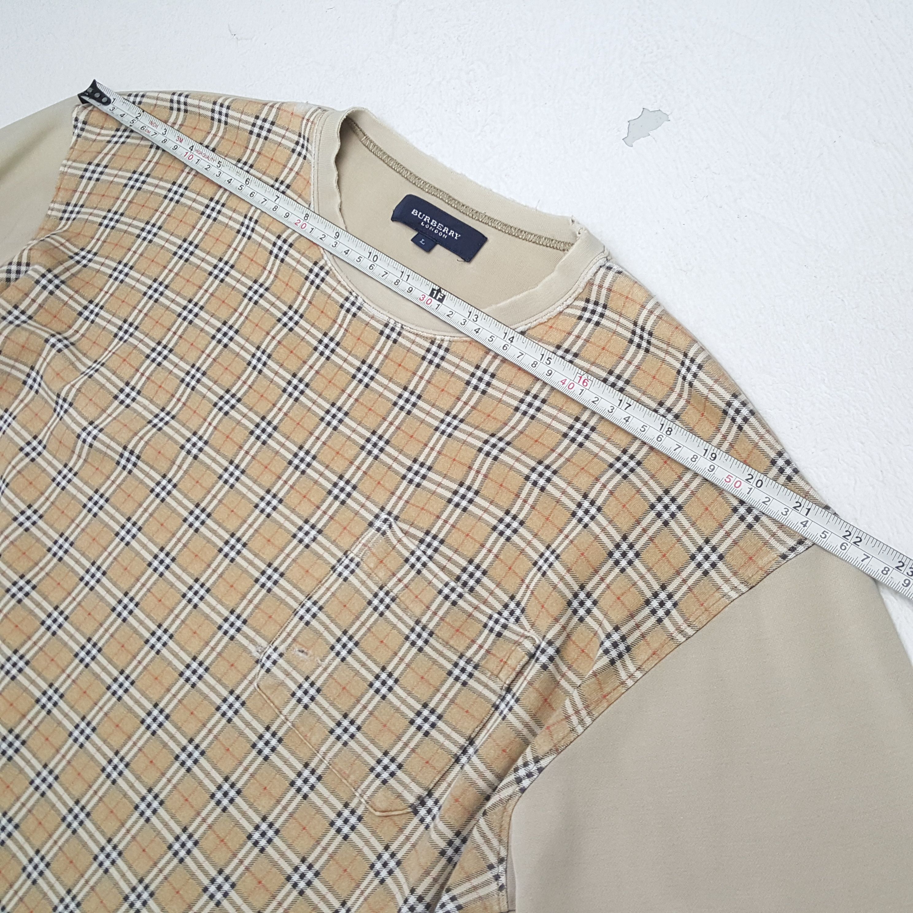 Burberry × Vintage BURBERRY LONDON Nova Check Custom Art Distressed Sweatshirt Size US L / EU 52-54 / 3 - 5 Thumbnail