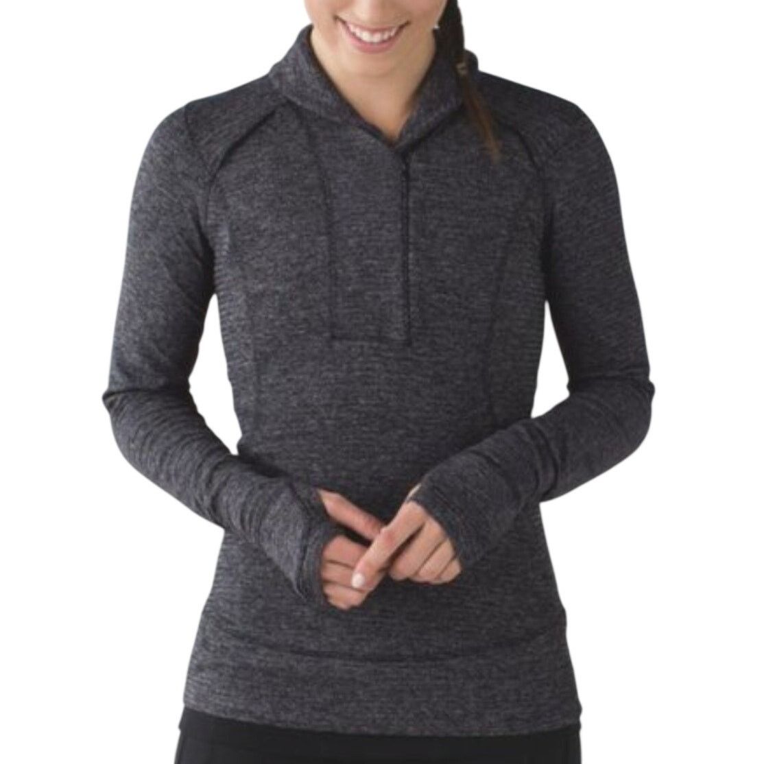 Lululemon Lululemon Think Fast Herringbone Black Gray Pullover Size 4 Size S / US 4 / IT 40 - 2 Thumbnail